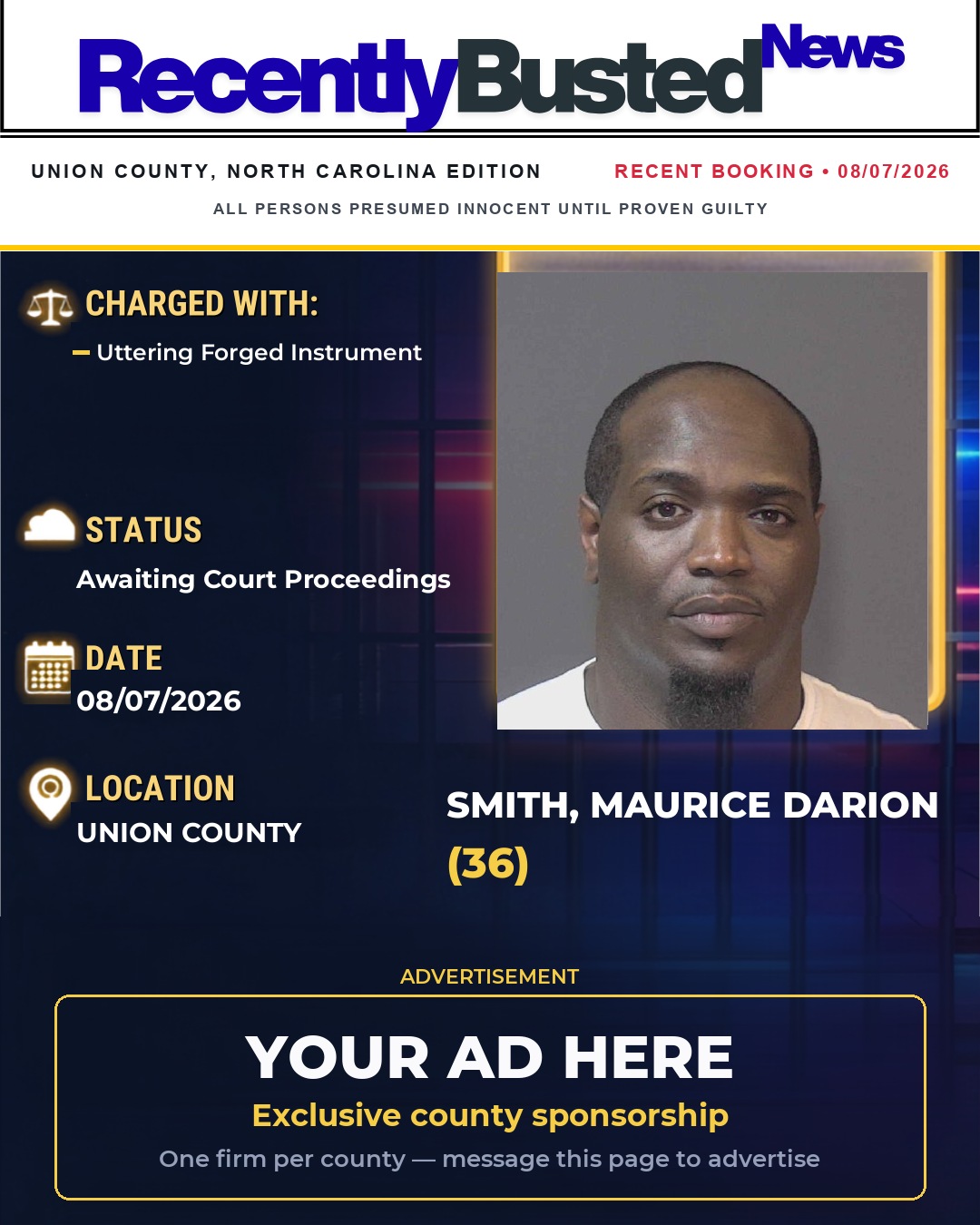 Arrest report - SMITH, MAURICE DARION