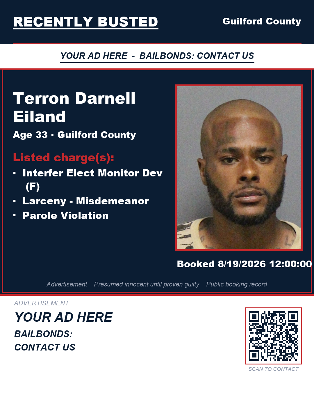Arrest report - TERRON DARNELL EILAND