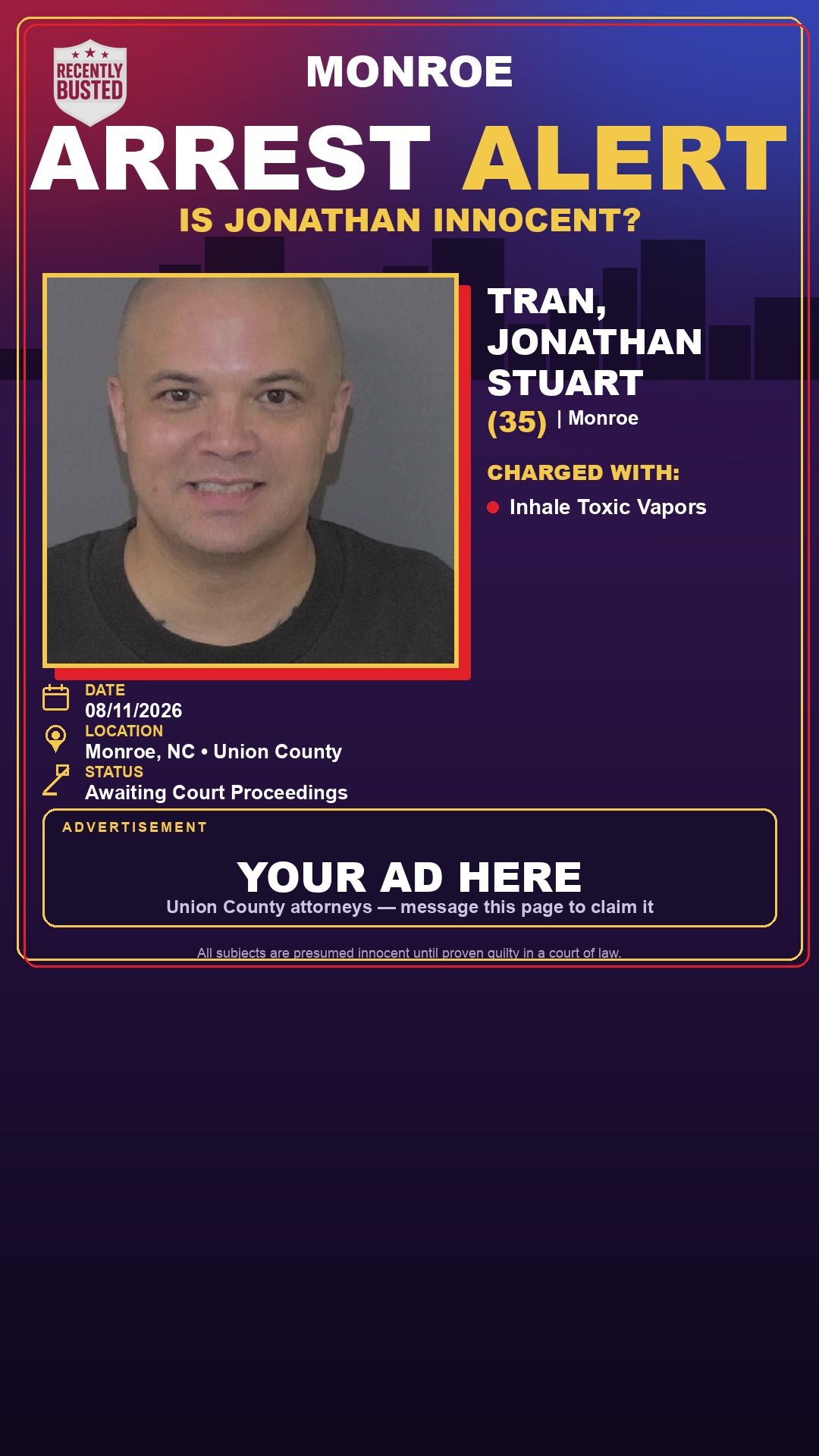 Arrest report - TRAN, JONATHAN STUART
