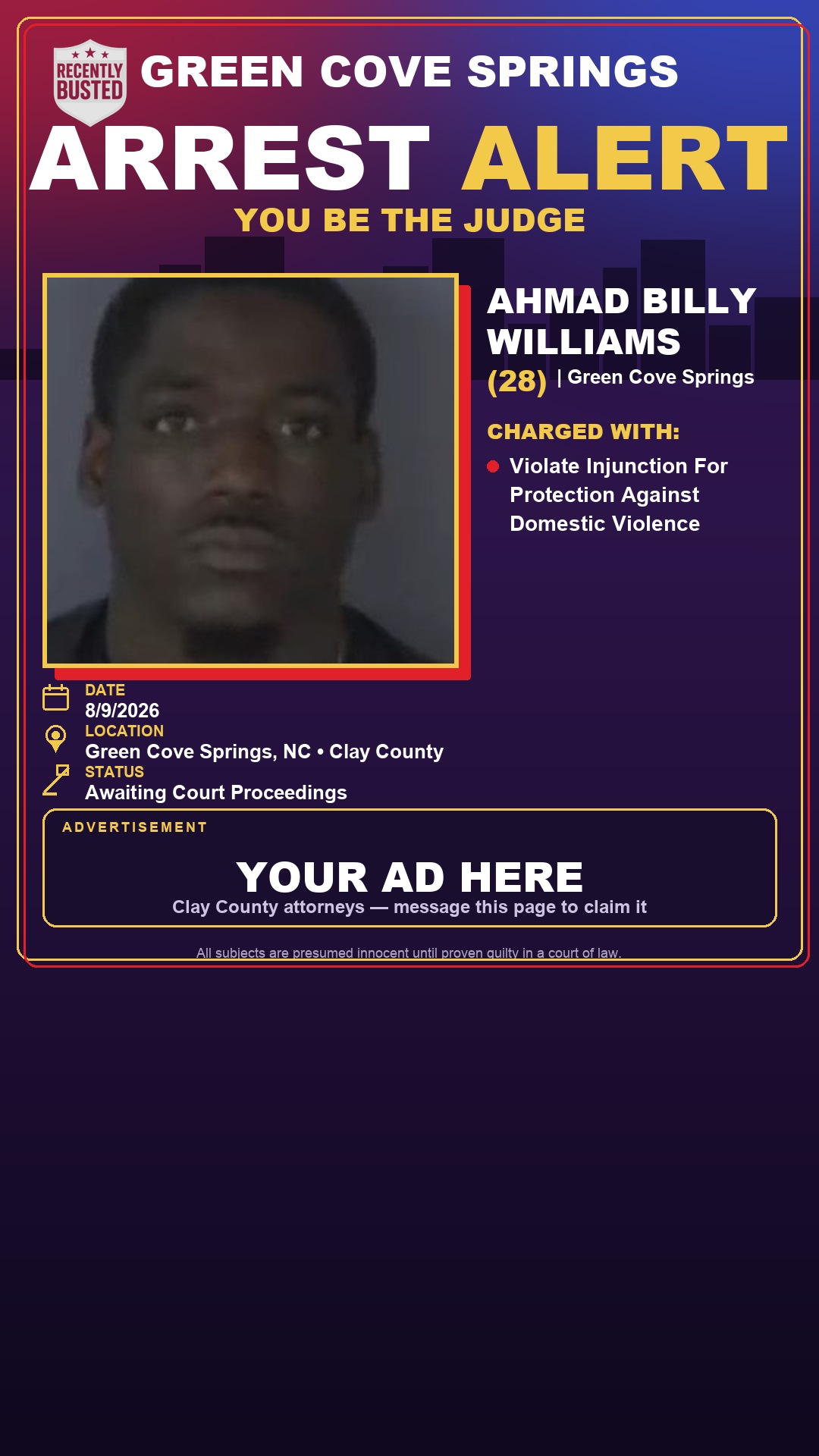 Arrest report - AHMAD BILLY WILLIAMS