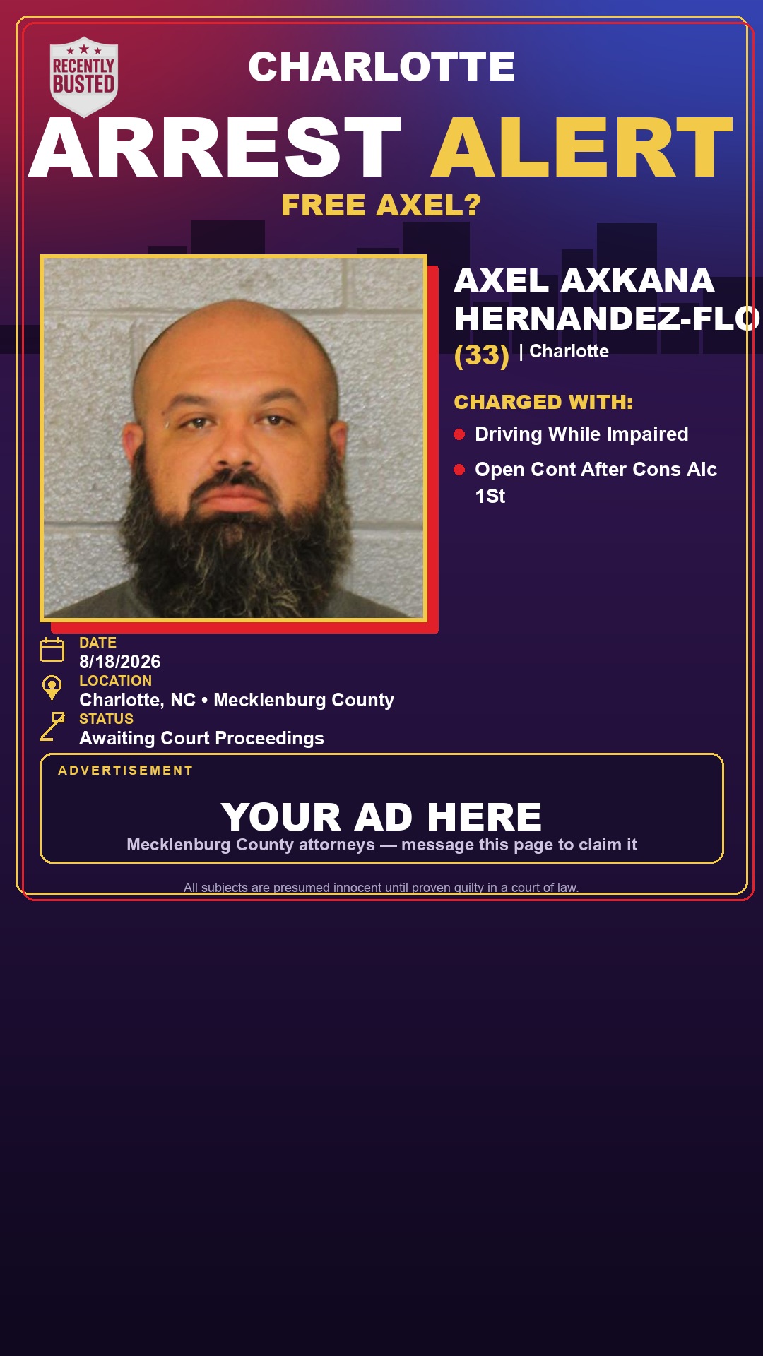 Arrest report - AXEL AXKANA HERNANDEZ-FLOREZ
