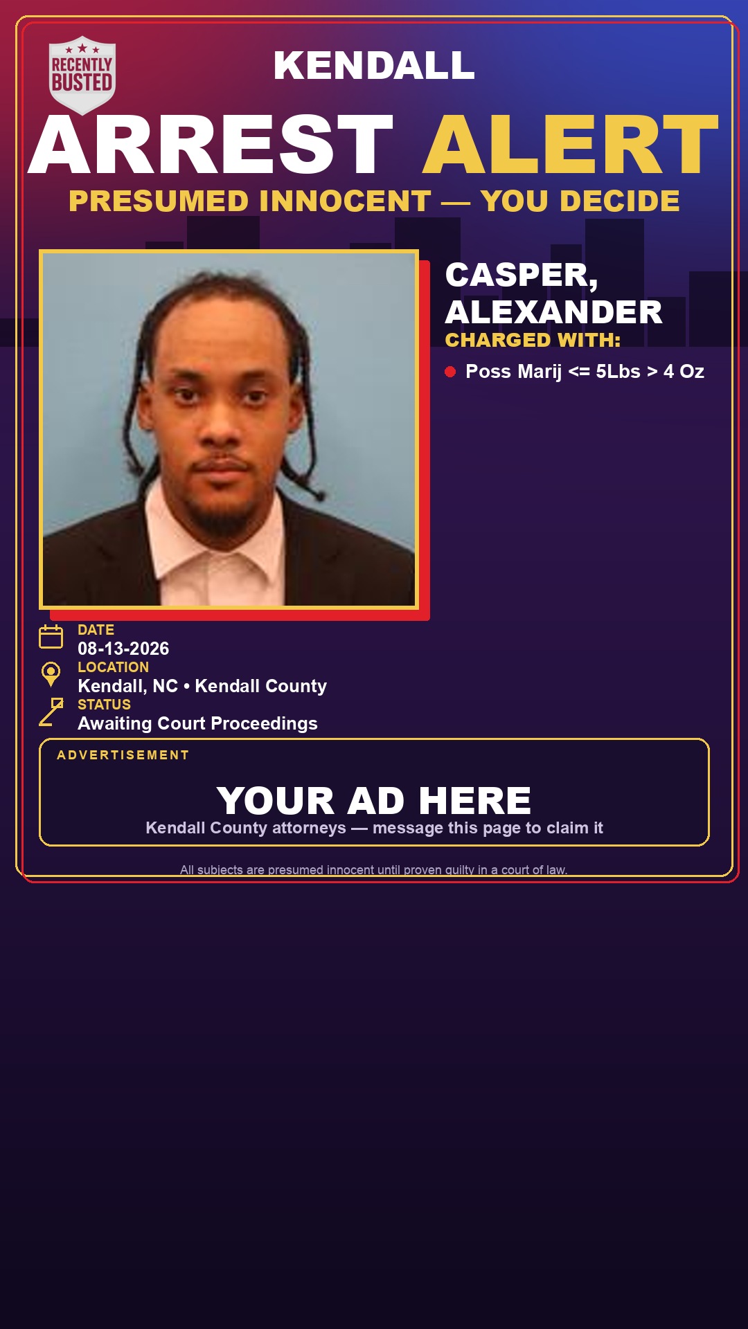 Arrest report - Casper, Alexander