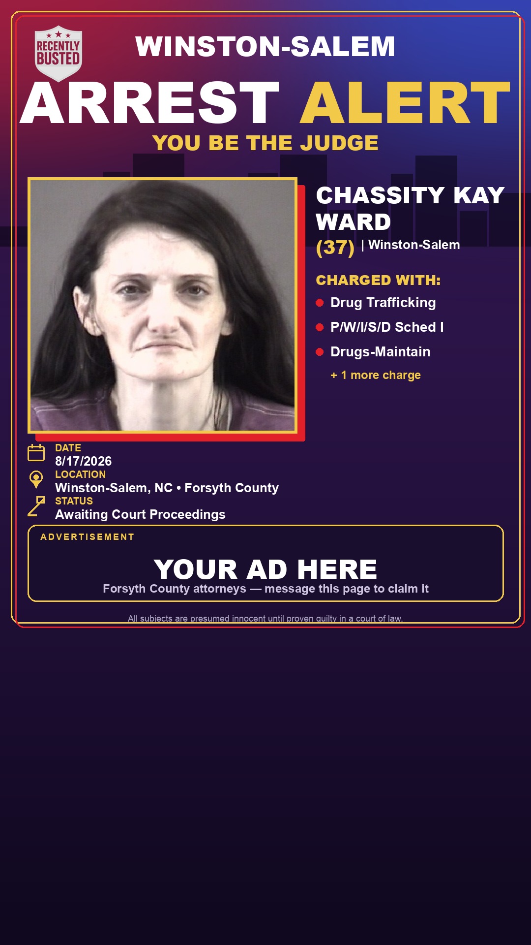 Arrest report - CHASSITY KAY WARD