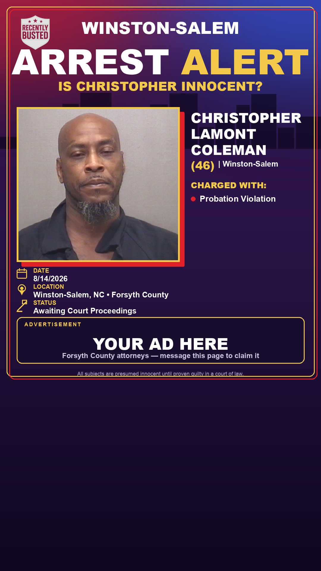 Arrest report - CHRISTOPHER LAMONT COLEMAN