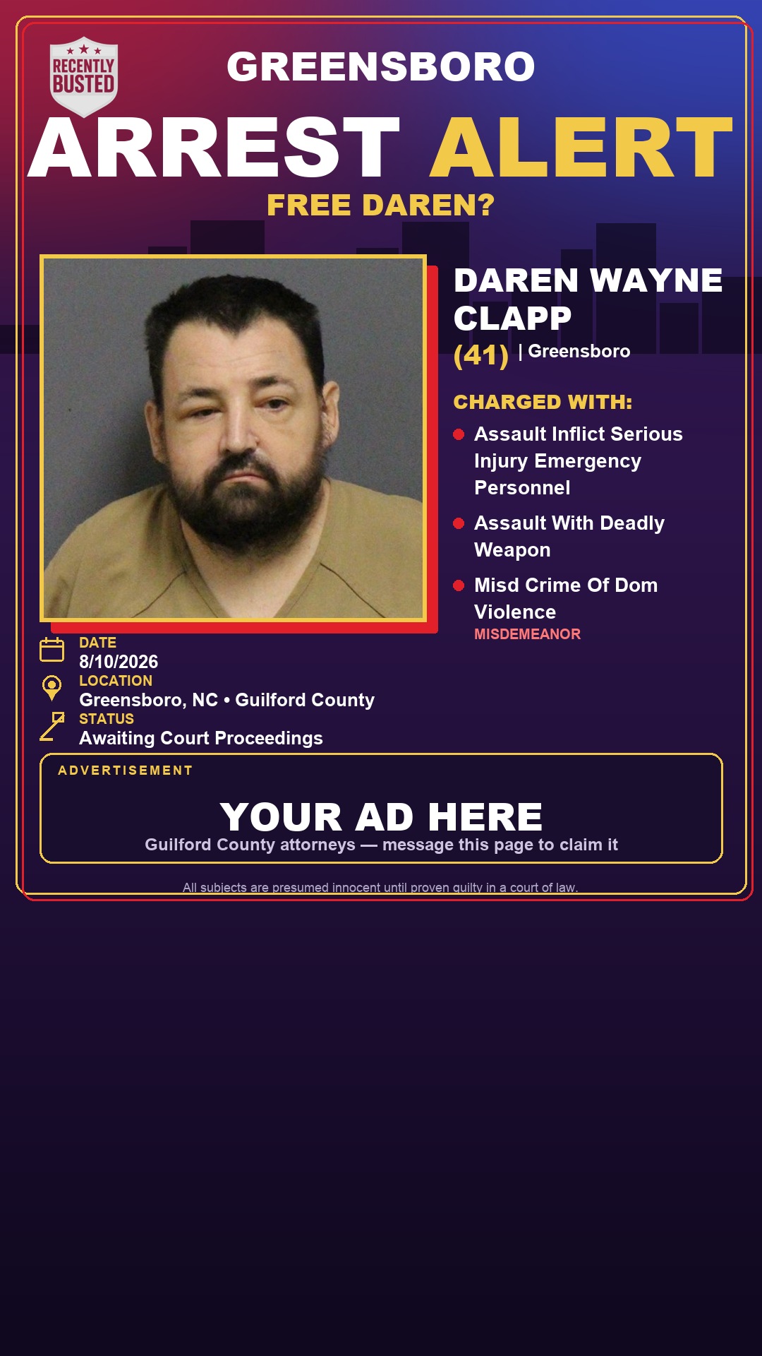 Arrest report - DAREN WAYNE CLAPP