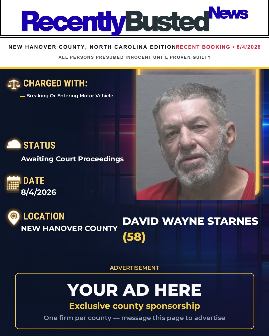 Arrest report - DAVID WAYNE STARNES
