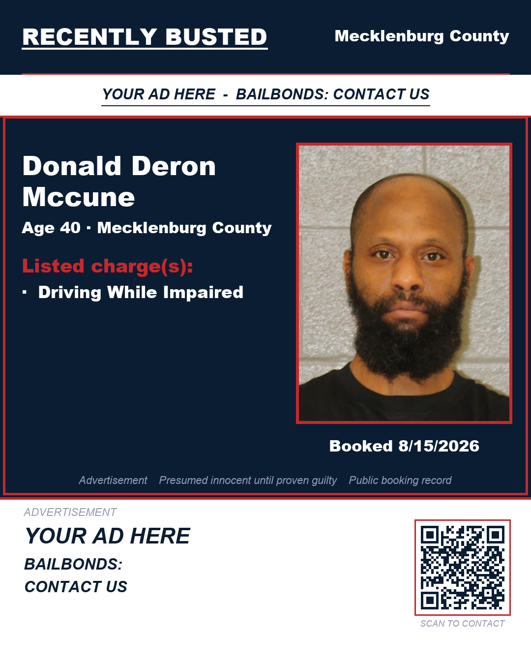 Arrest report - DONALD DERON MCCUNE