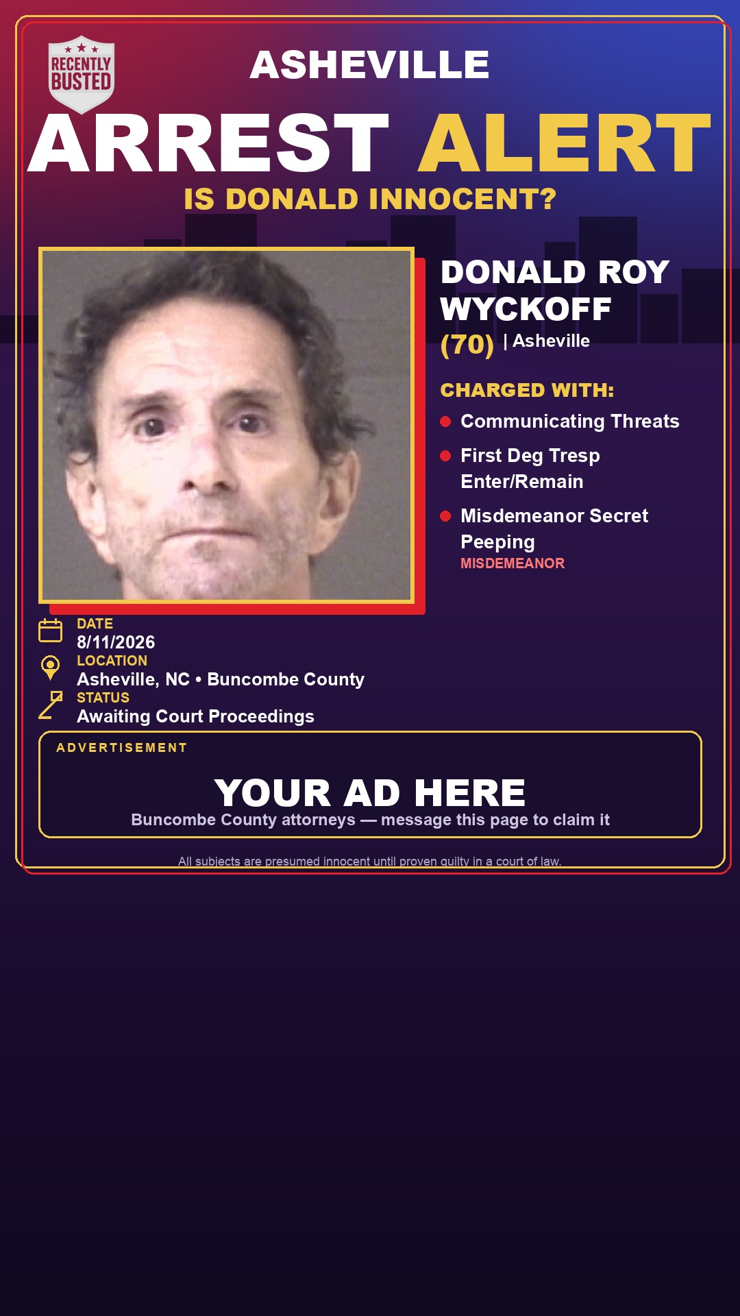 Arrest report - DONALD ROY WYCKOFF