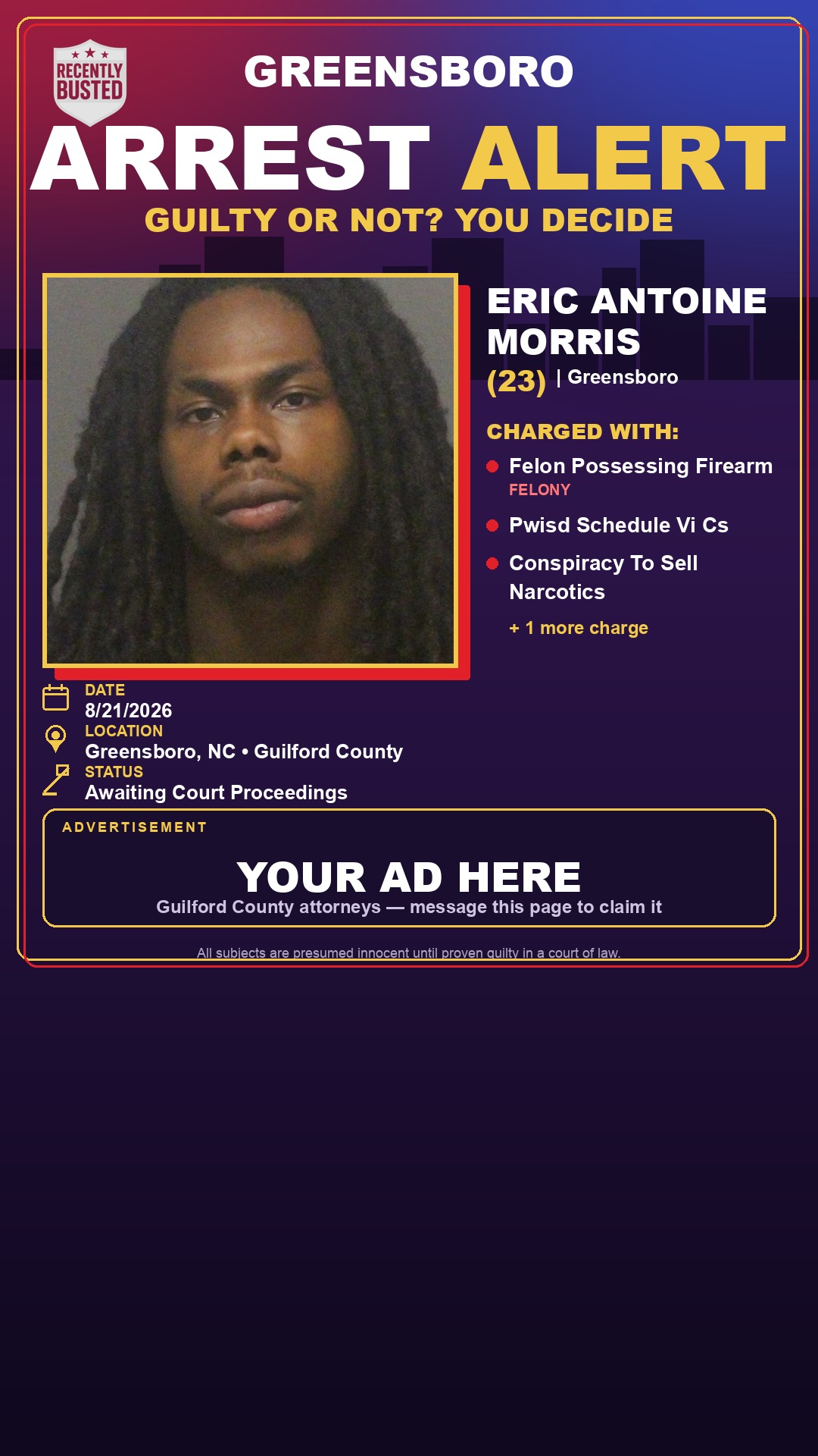 Arrest report - ERIC ANTOINE MORRIS
