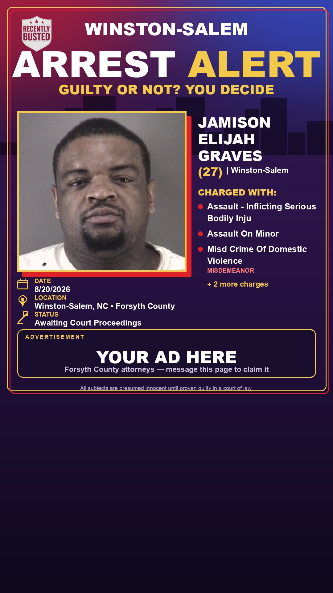 Arrest report - JAMISON ELIJAH GRAVES