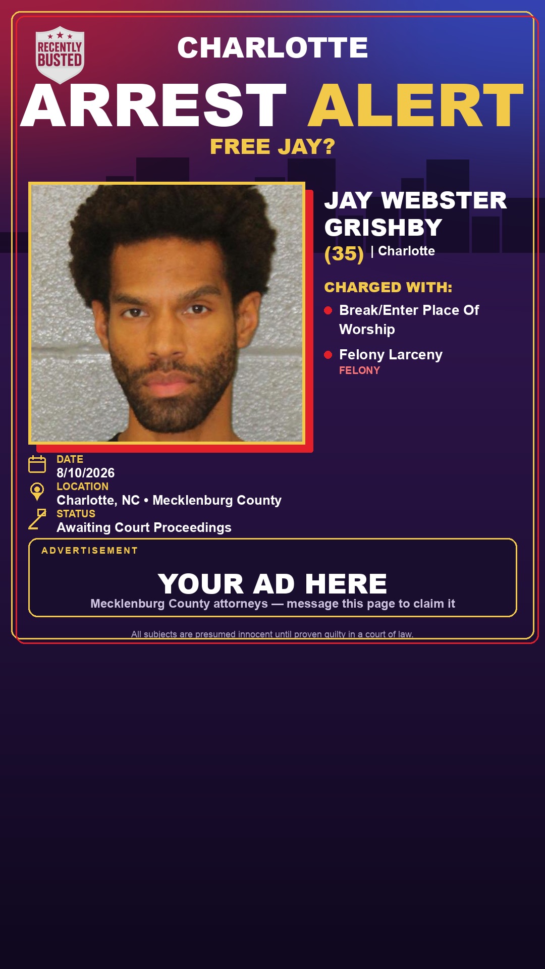Arrest report - JAY WEBSTER GRISHBY