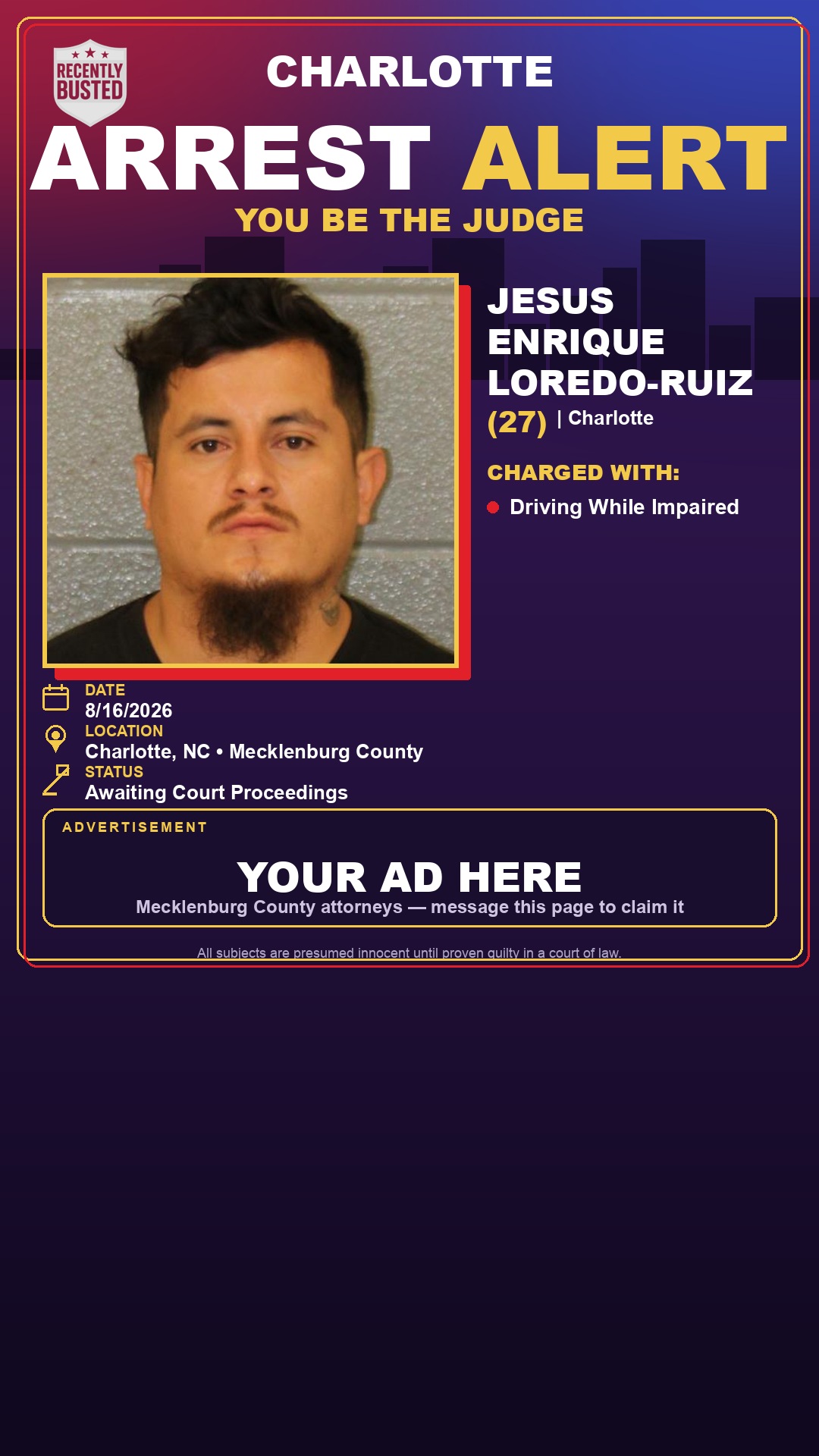 Arrest report - JESUS ENRIQUE LOREDO-RUIZ