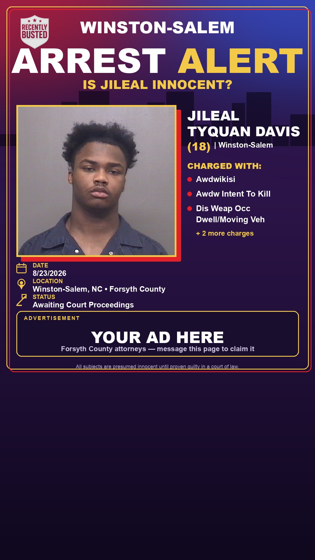 Arrest report - JILEAL TYQUAN DAVIS