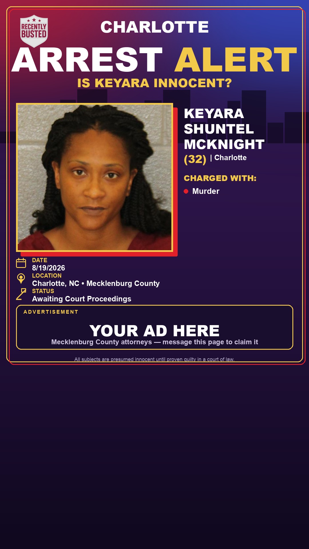 Arrest report - KEYARA SHUNTEL MCKNIGHT