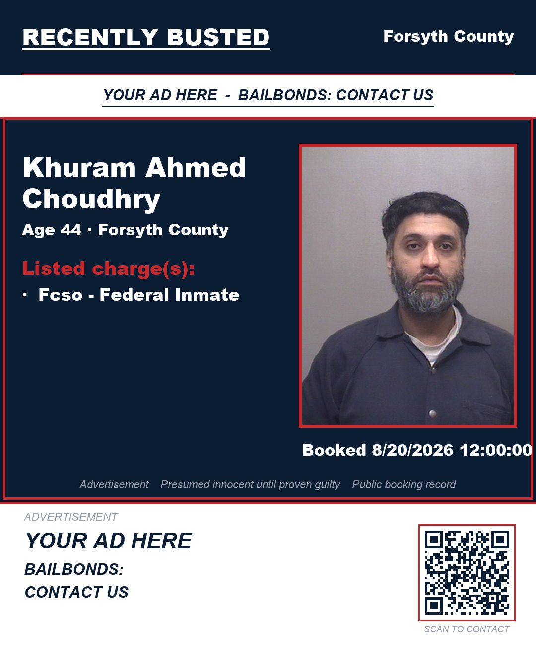 Arrest report - KHURAM AHMED CHOUDHRY
