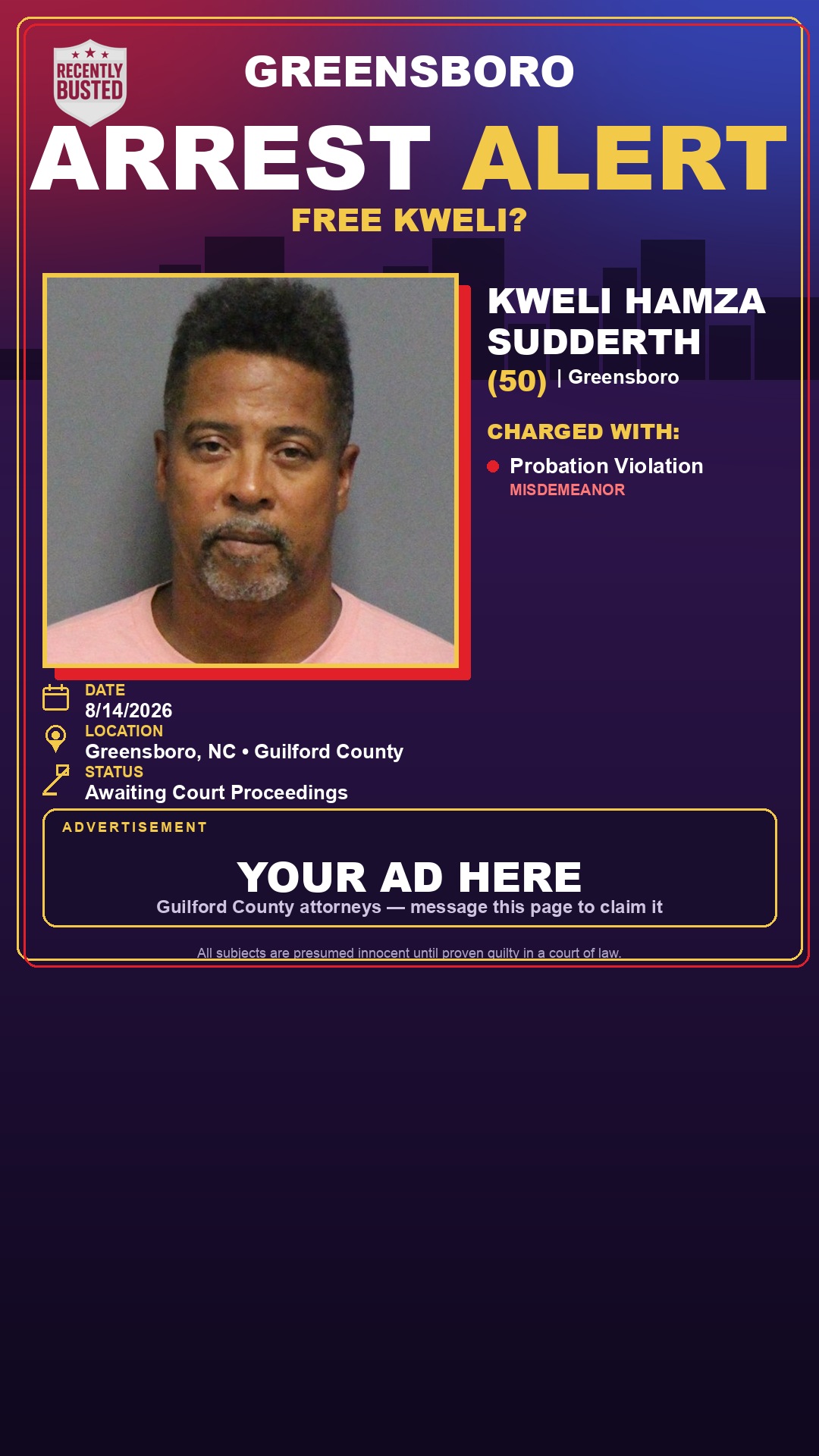 Arrest report - KWELI HAMZA SUDDERTH