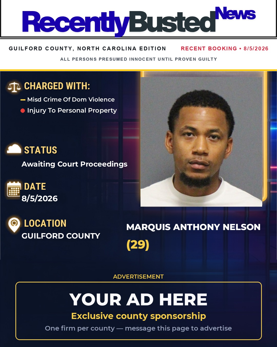 Arrest report - MARQUIS ANTHONY NELSON