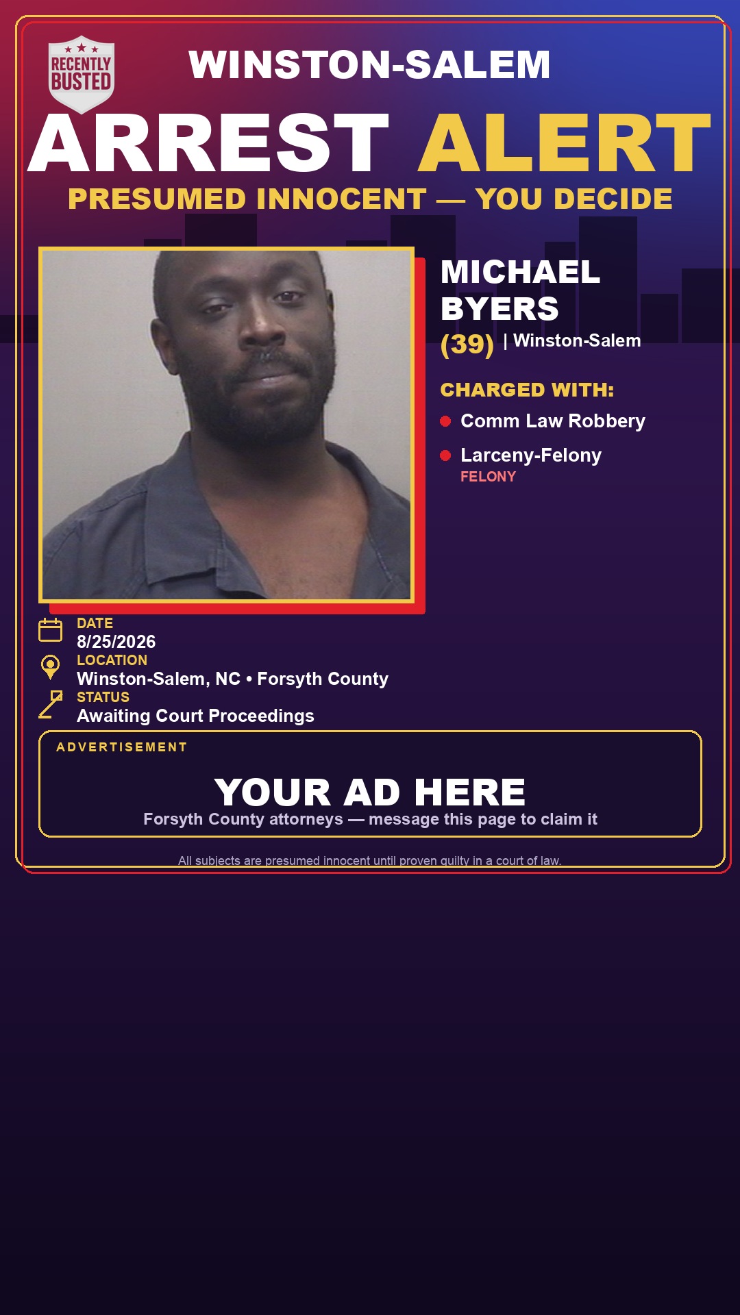 Arrest report - MICHAEL BYERS