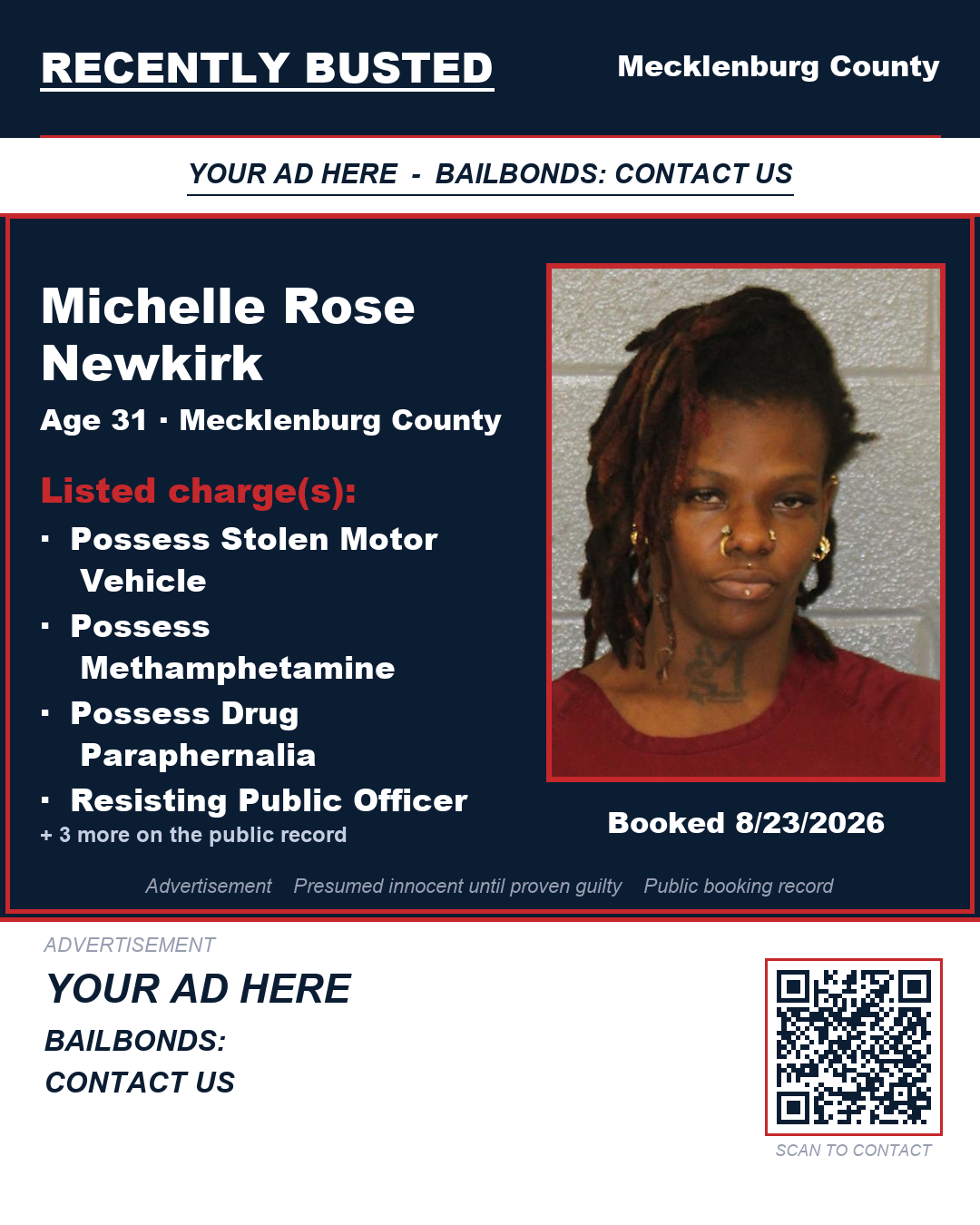 Arrest report - MICHELLE ROSE NEWKIRK