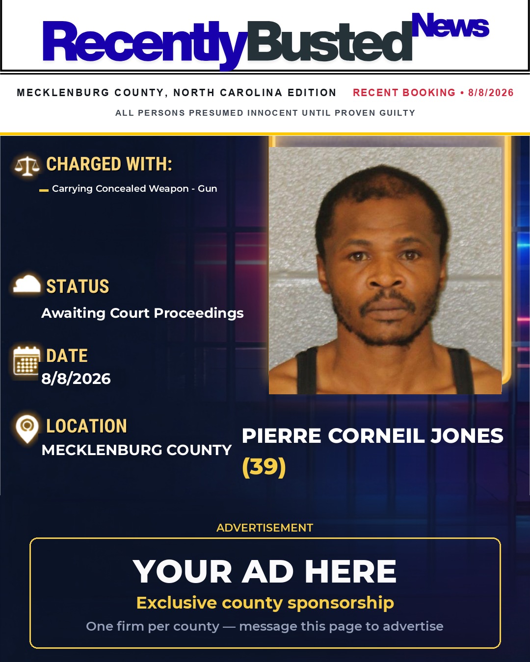 Arrest report - PIERRE CORNEIL JONES
