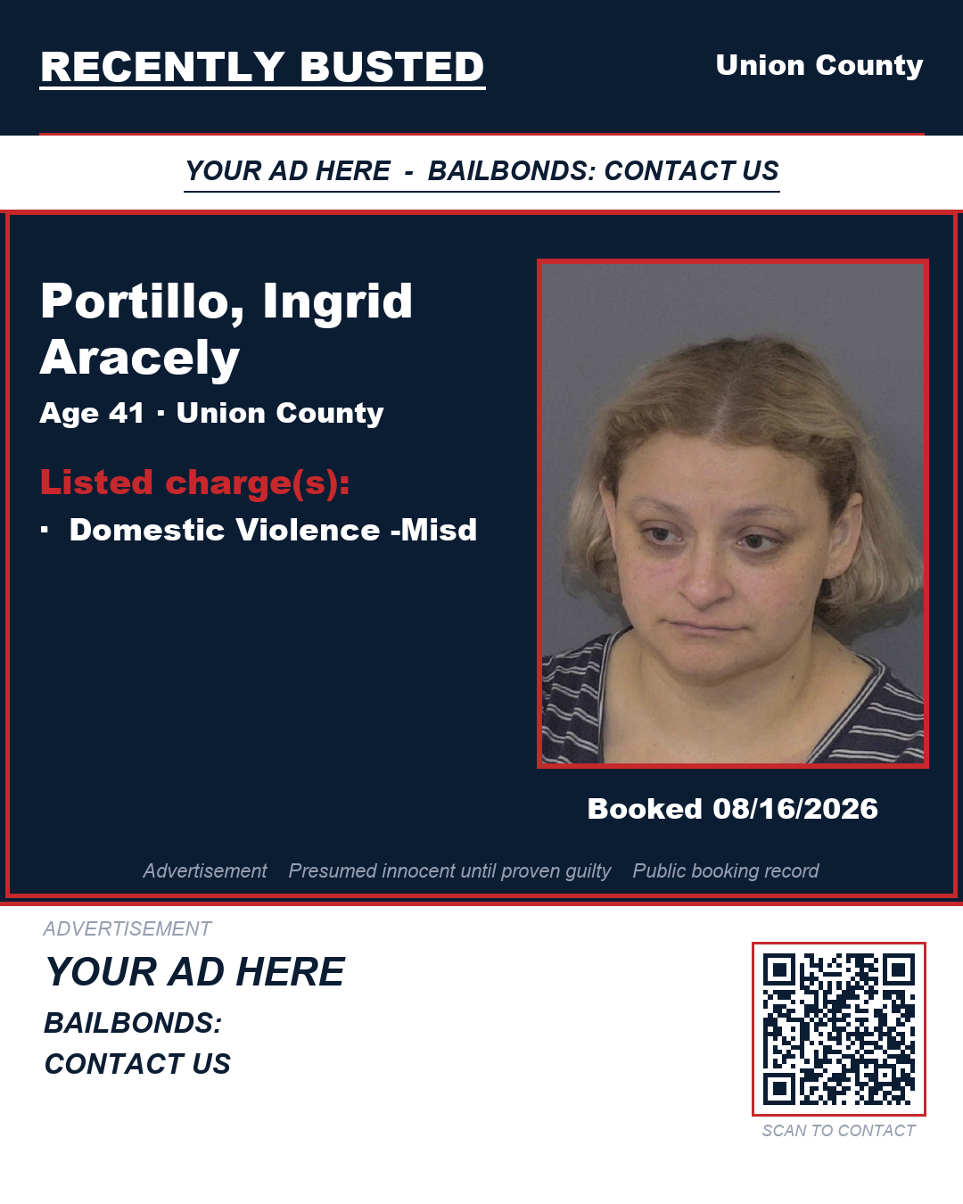 Arrest report - PORTILLO, INGRID ARACELY