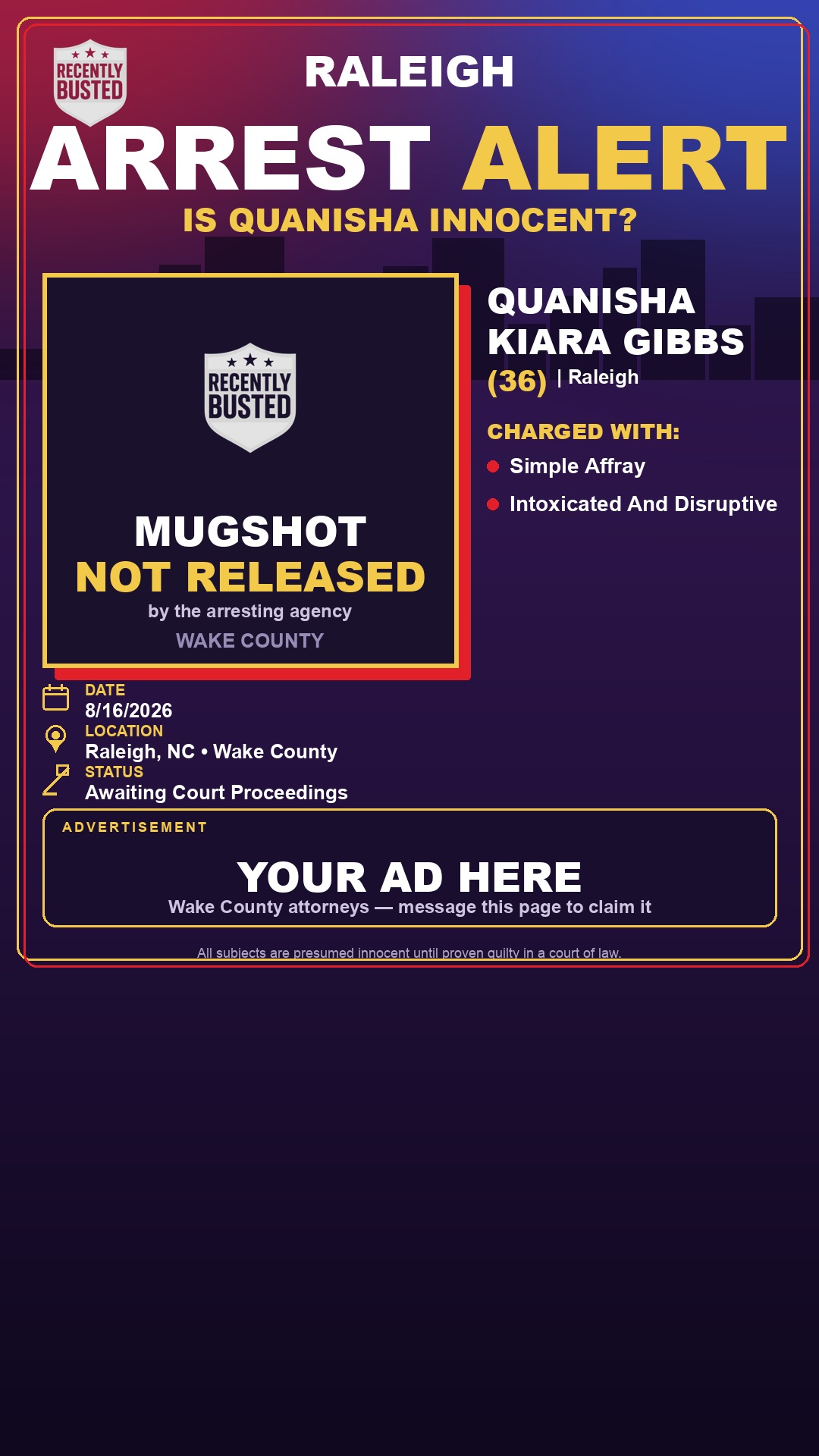 Arrest report - QUANISHA KIARA GIBBS