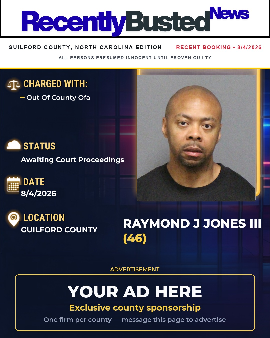Arrest report - RAYMOND J JONES III