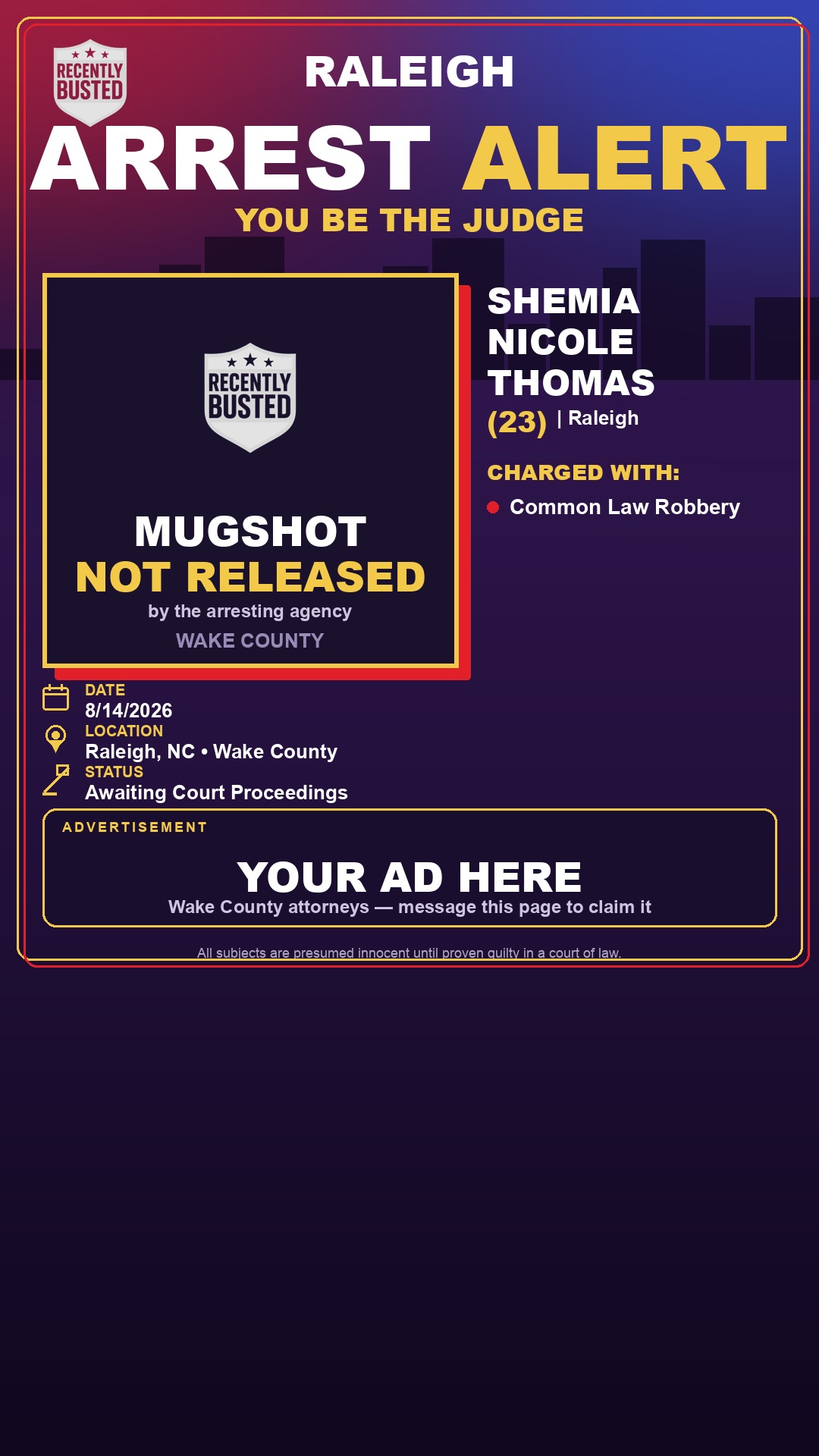 Arrest report - SHEMIA NICOLE THOMAS