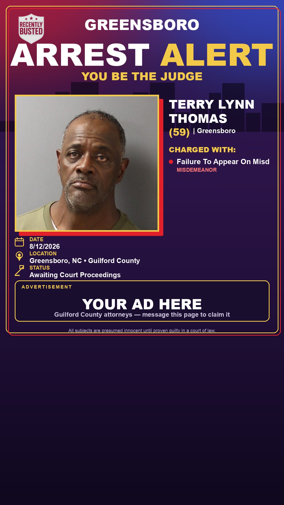 Arrest report - TERRY LYNN THOMAS