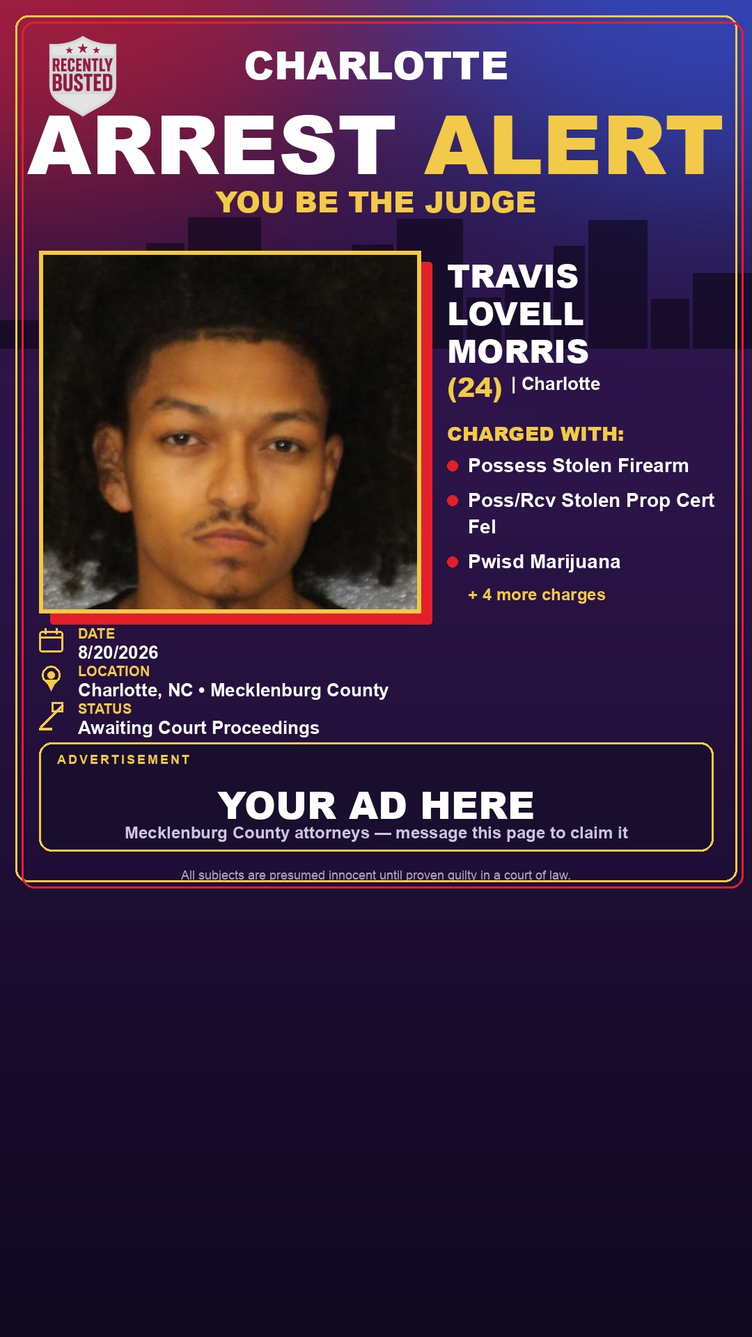 Arrest report - TRAVIS LOVELL MORRIS