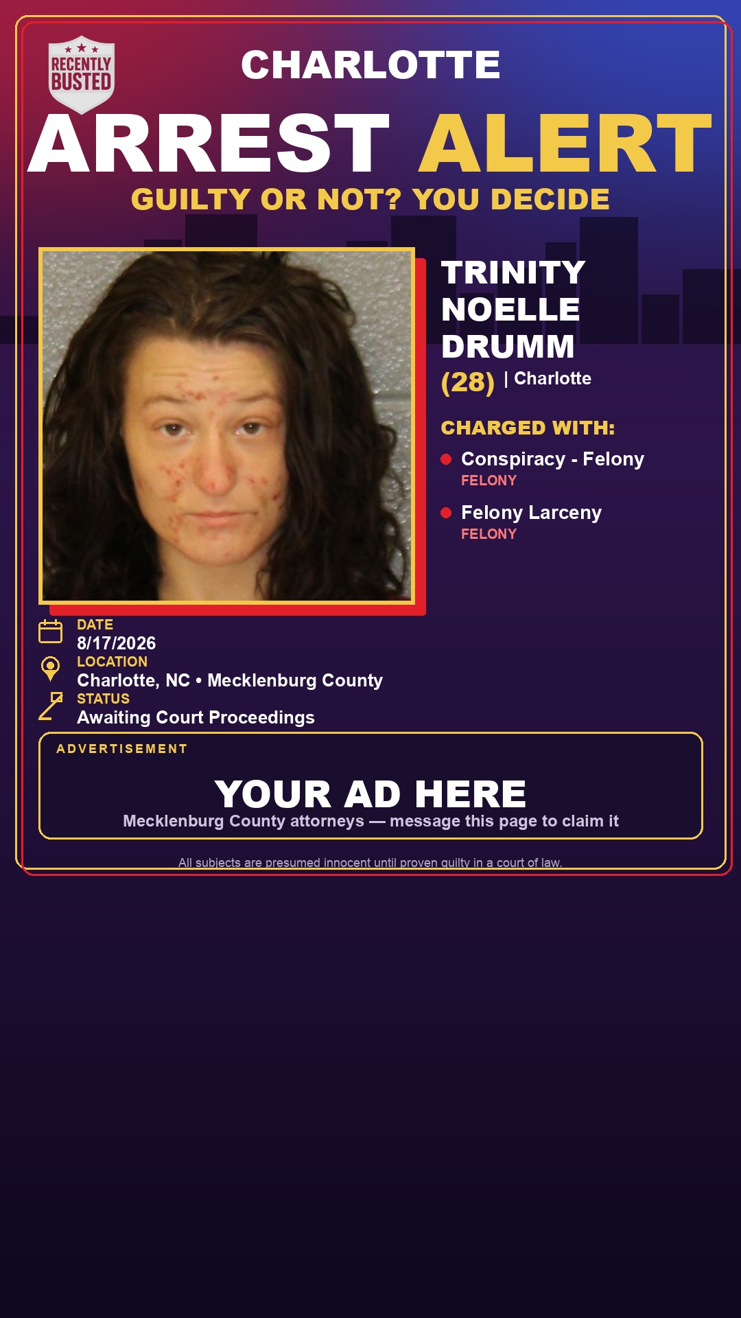 Arrest report - TRINITY NOELLE DRUMM