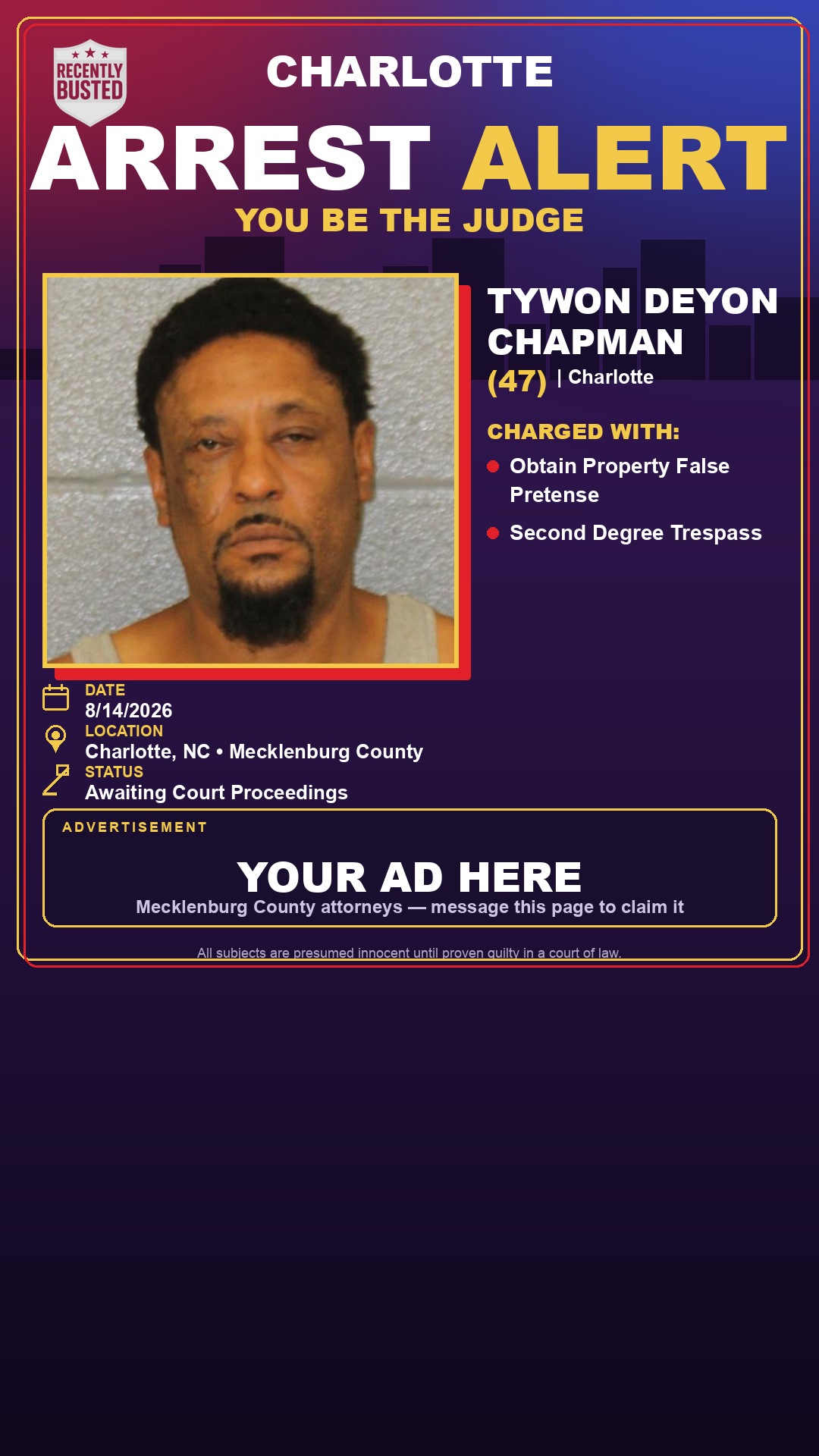 Arrest report - TYWON DEYON CHAPMAN