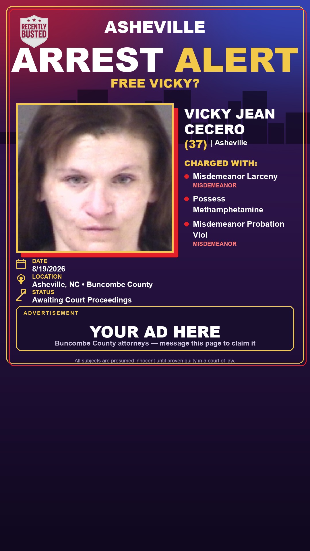 Arrest report - VICKY JEAN CECERO
