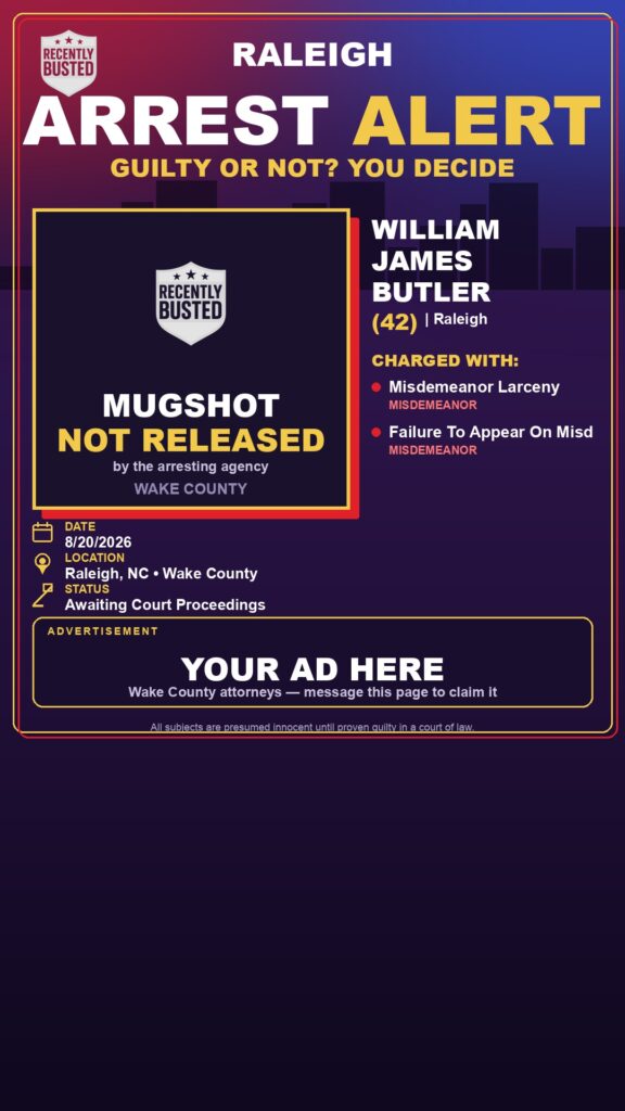 Arrest report - WILLIAM JAMES BUTLER
