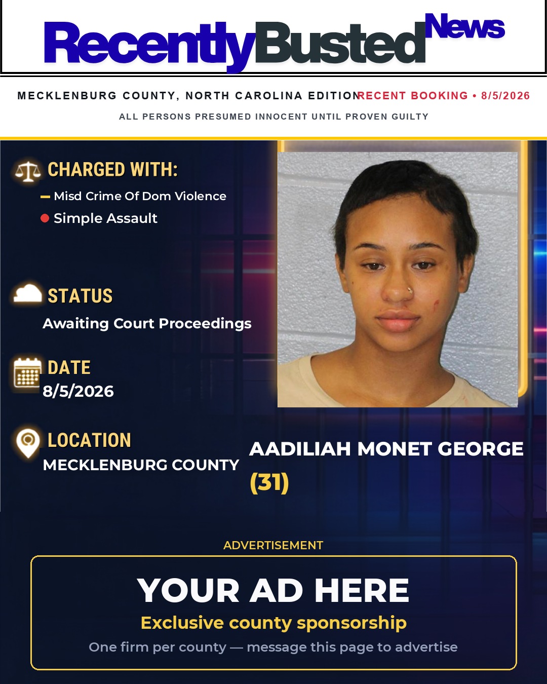 Arrest report - AADILIAH MONET GEORGE