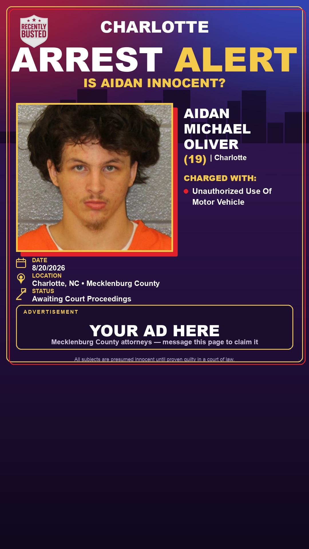Arrest report - AIDAN MICHAEL OLIVER