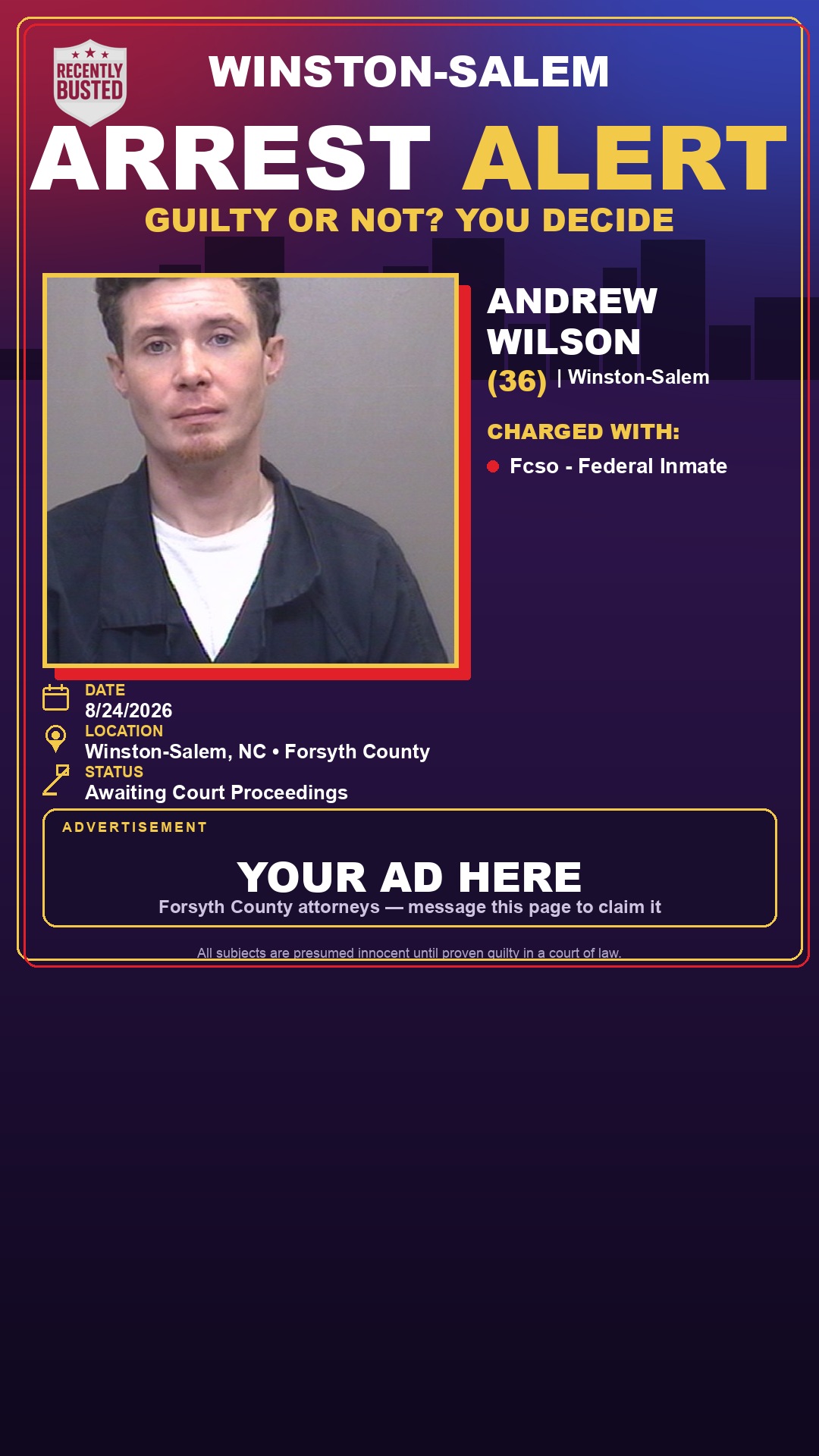 Arrest report - ANDREW WILSON