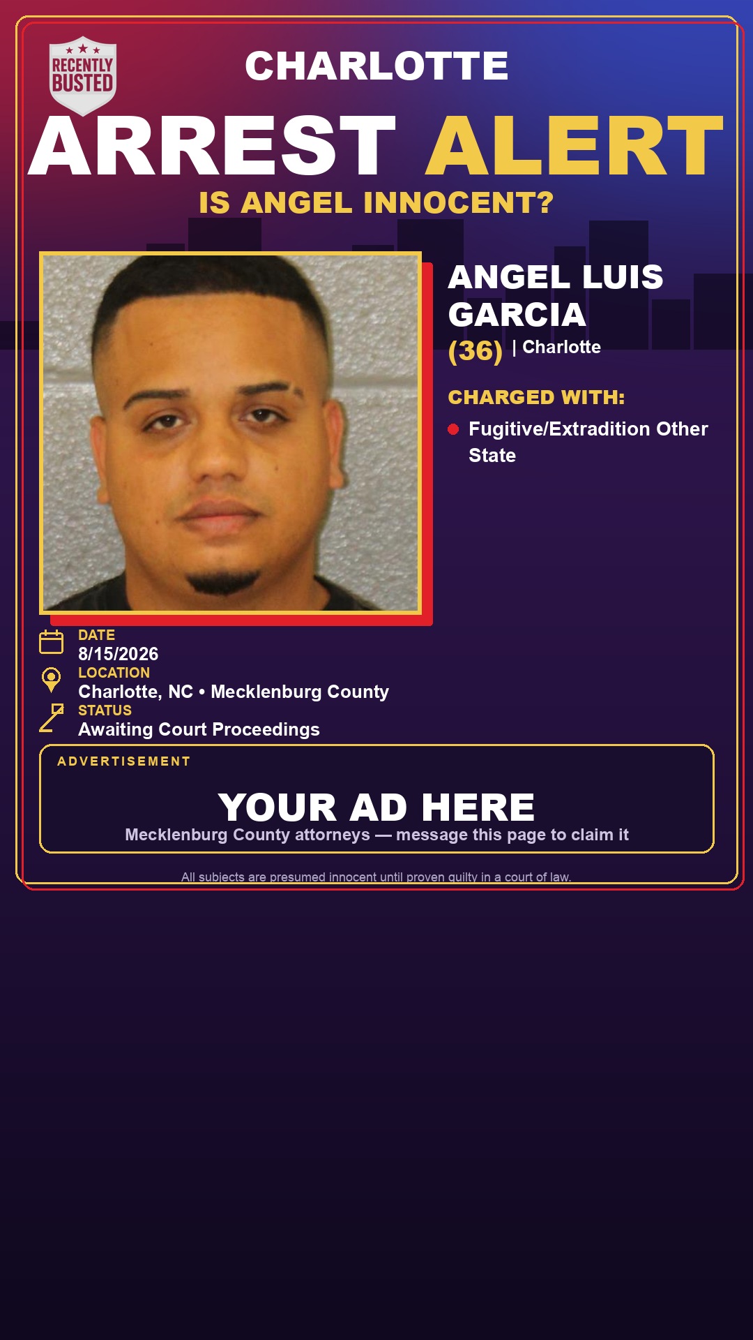Arrest report - ANGEL LUIS GARCIA