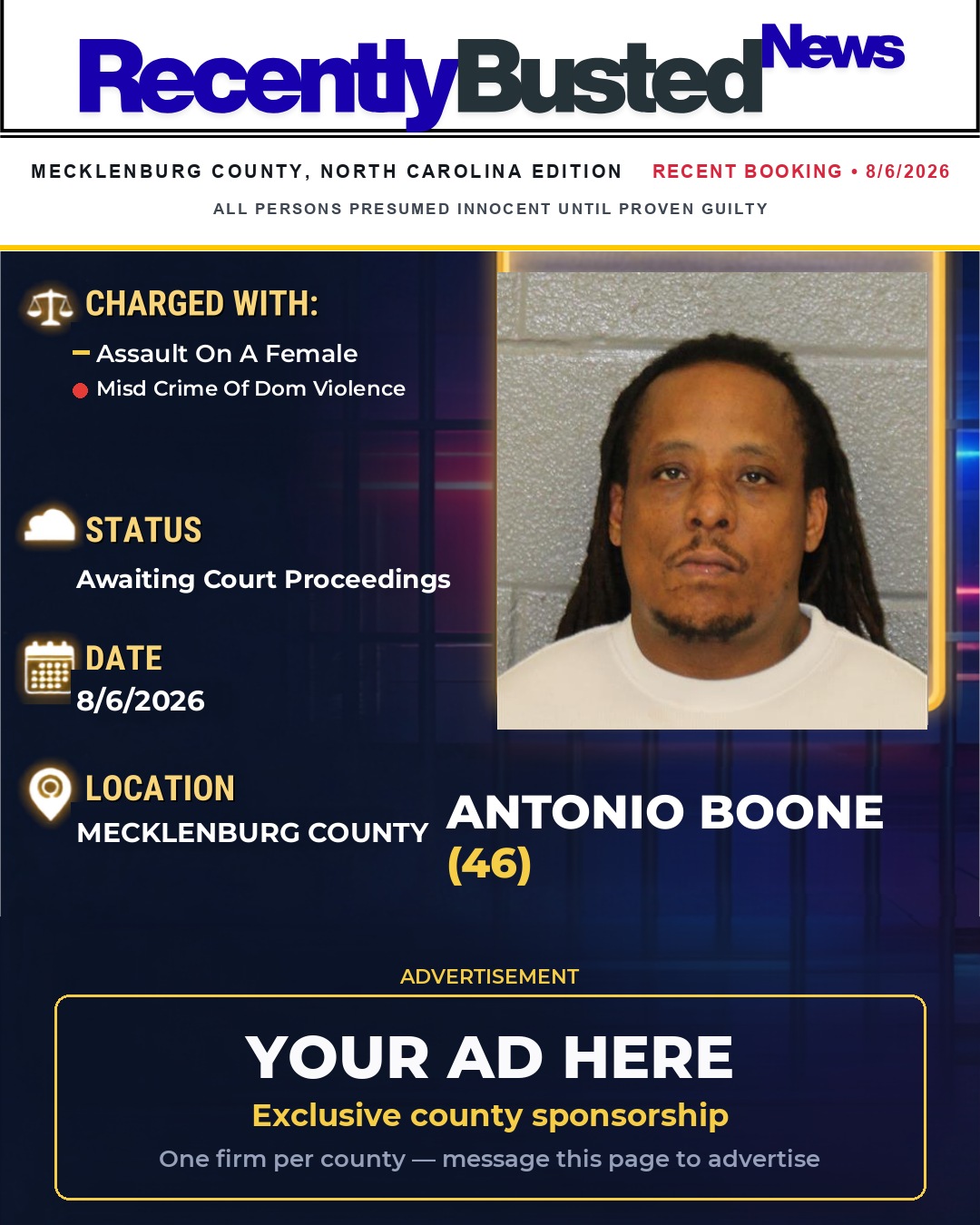 Arrest report - ANTONIO BOONE