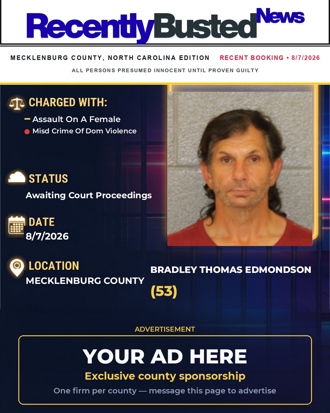 Arrest report - BRADLEY THOMAS EDMONDSON
