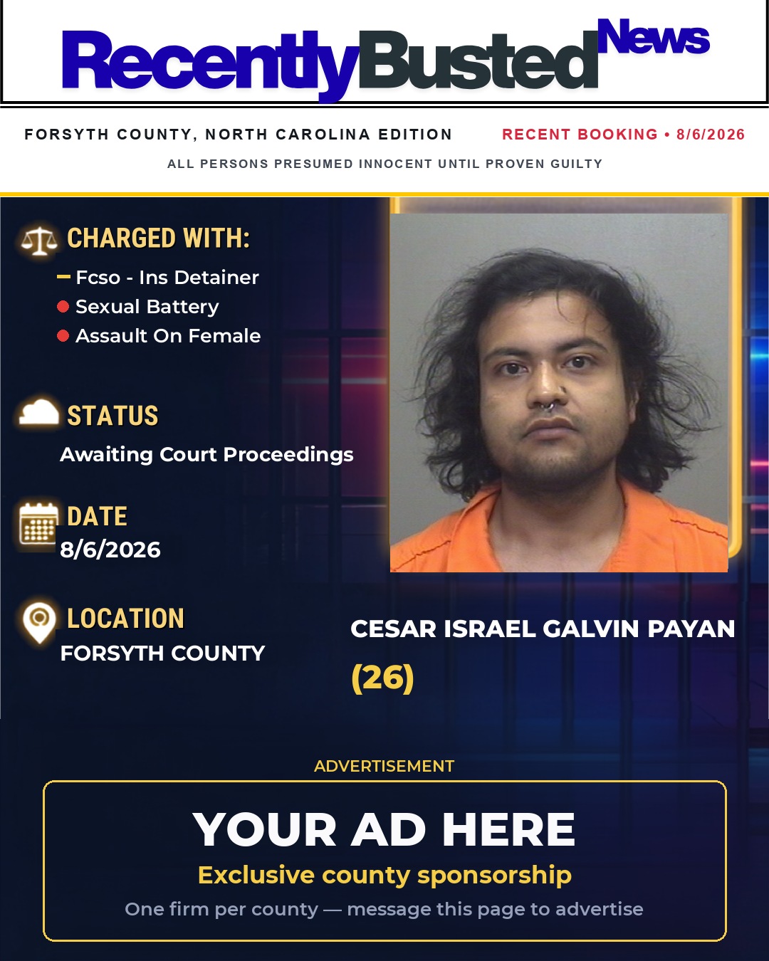 Arrest report - CESAR ISRAEL GALVIN PAYAN
