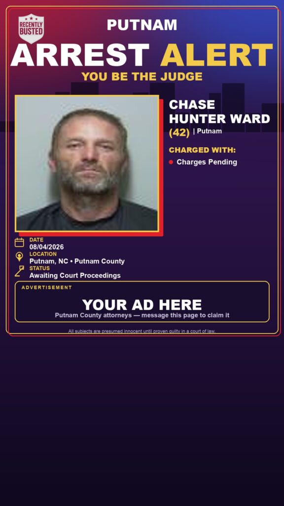 Chase Hunter Ward — arrest record card, Florida Crime