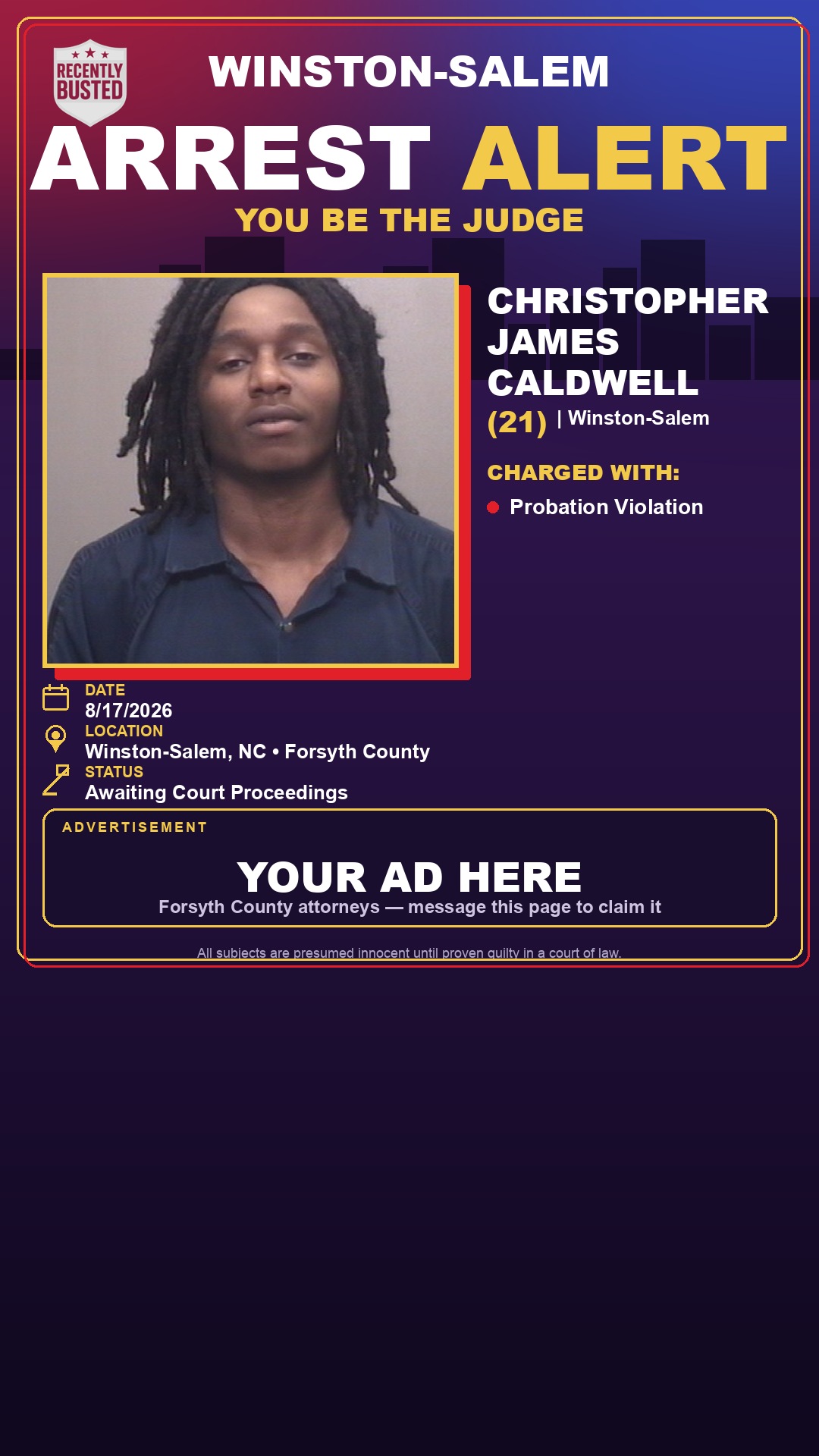 Arrest report - CHRISTOPHER JAMES CALDWELL