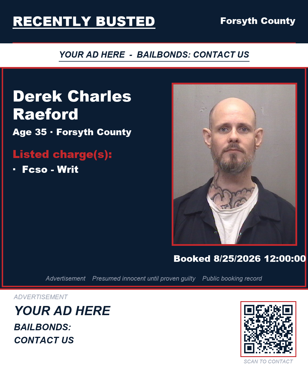 Arrest report - DEREK CHARLES RAEFORD
