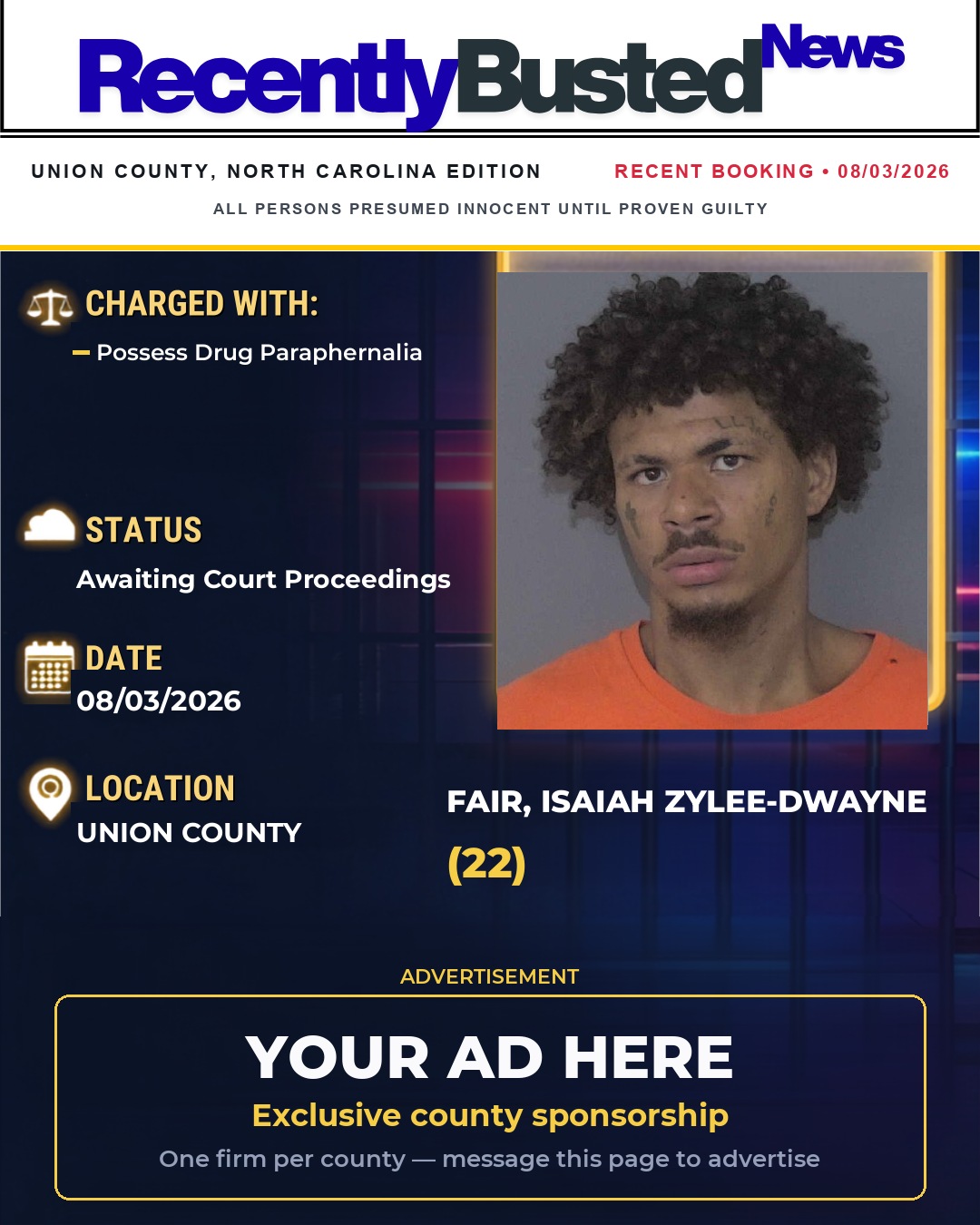 Arrest report - FAIR, ISAIAH ZYLEE-DWAYNE