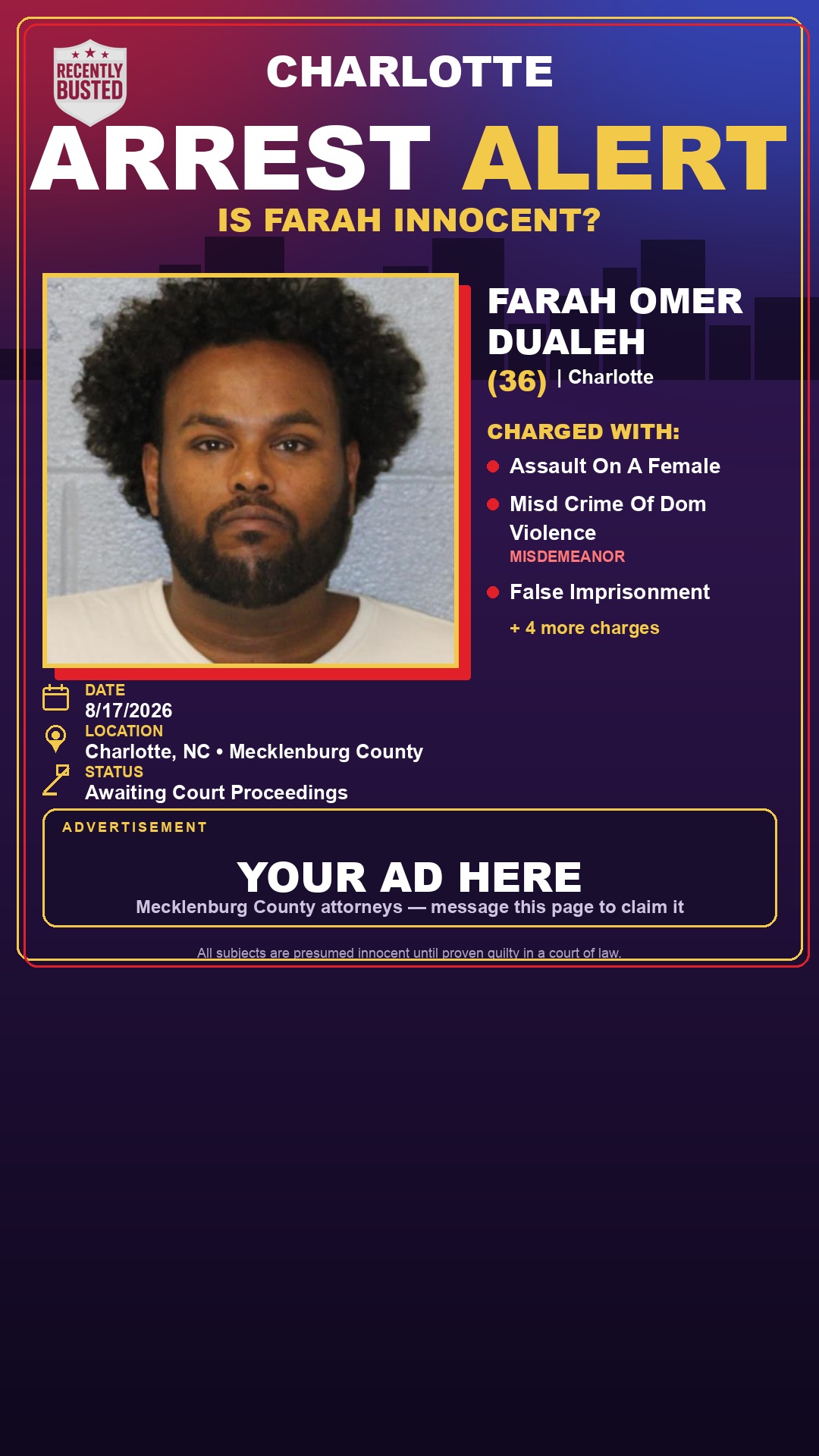 Arrest report - FARAH OMER DUALEH