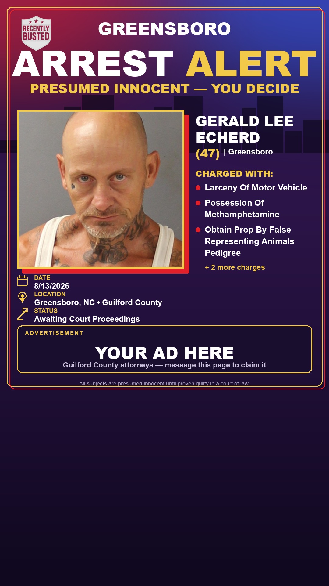 Arrest report - GERALD LEE ECHERD