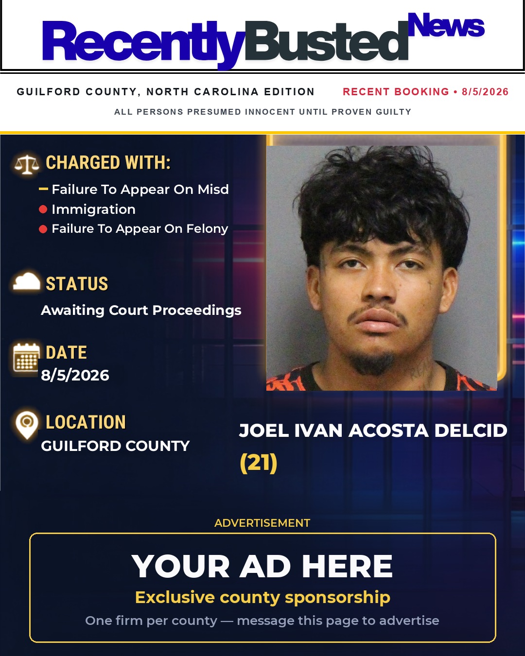 Arrest report - JOEL IVAN ACOSTA DELCID