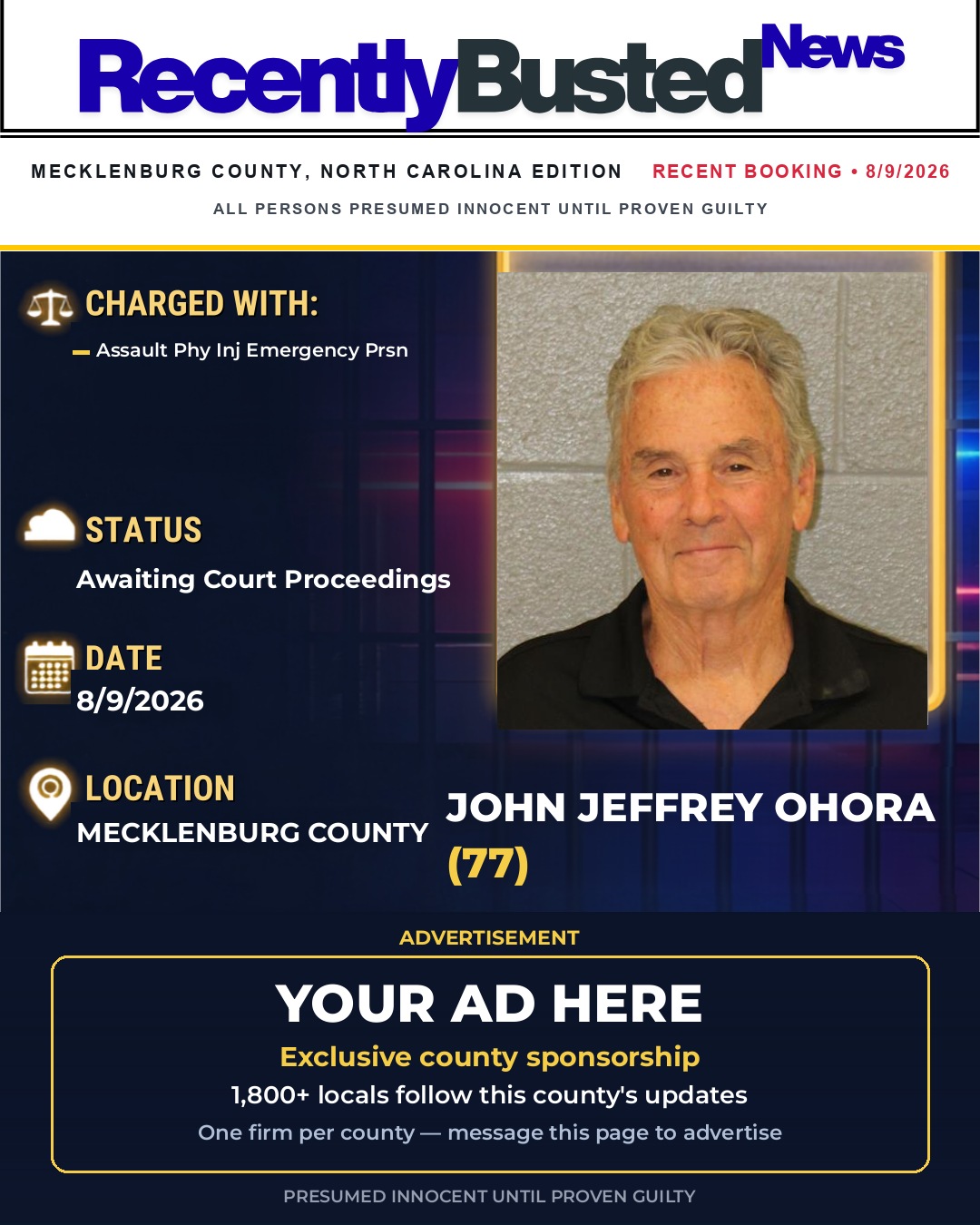 Arrest report - JOHN JEFFREY OHORA
