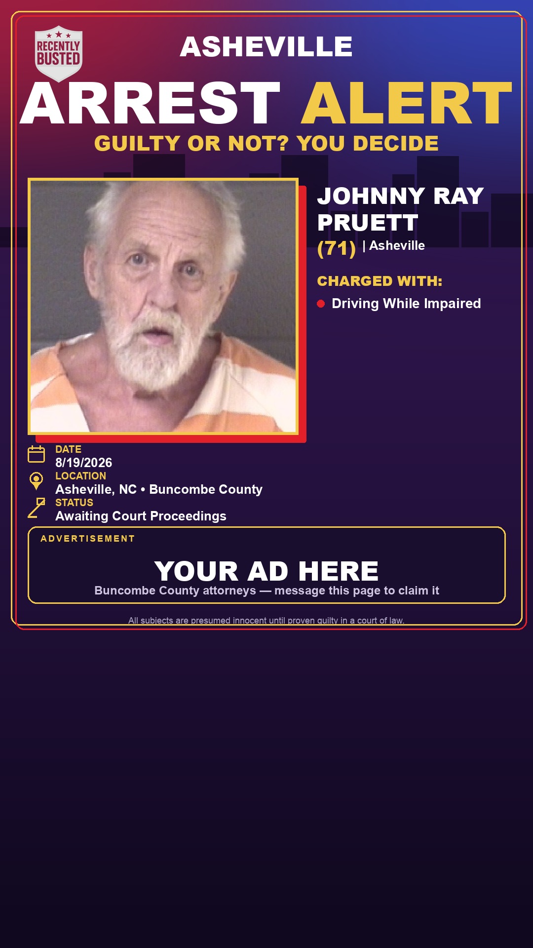 Arrest report - JOHNNY RAY PRUETT